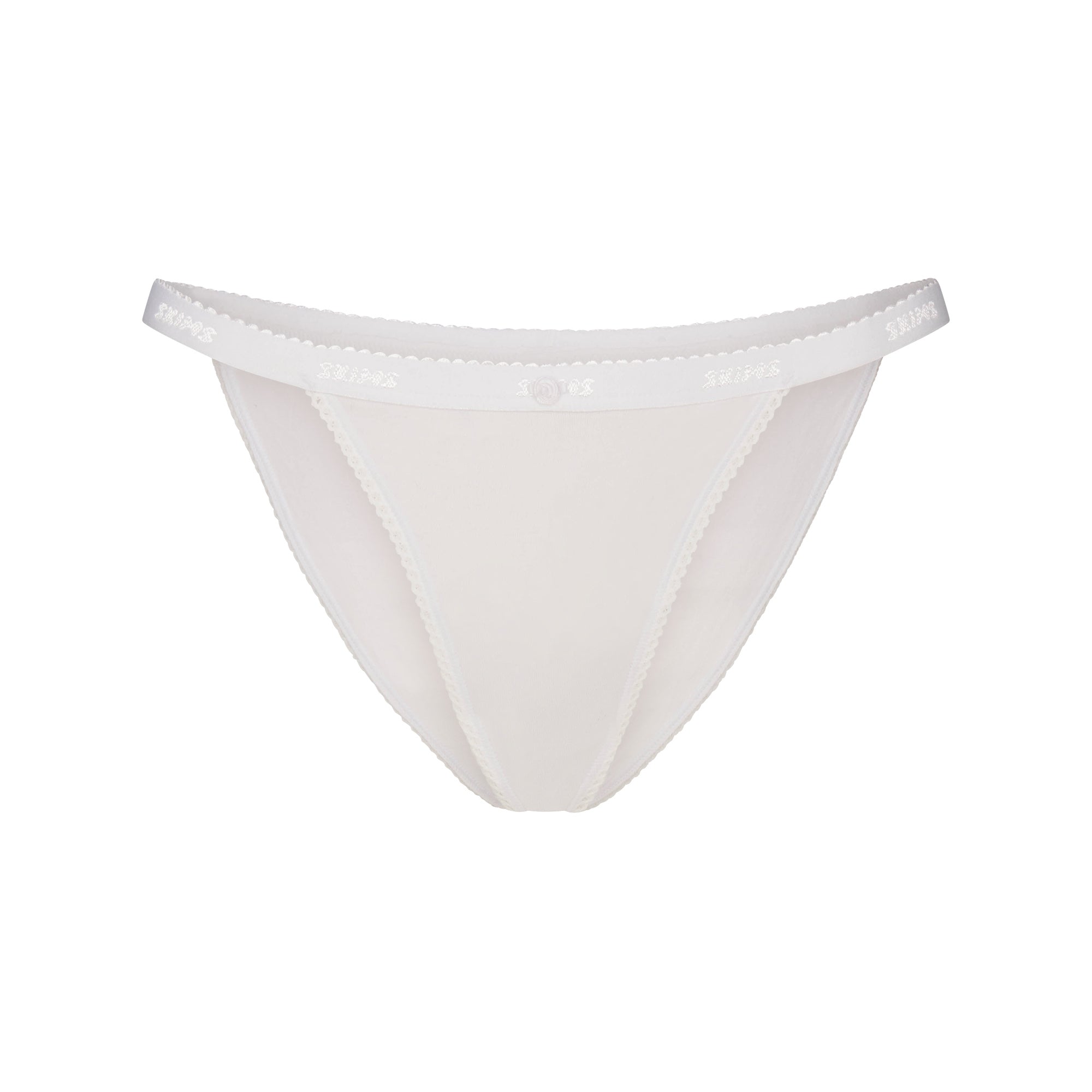 SKIMS LIGHTWEIGHT COTTON LOGO PICOT STRING BIKINI | SNOW - Sneaker Türkiye