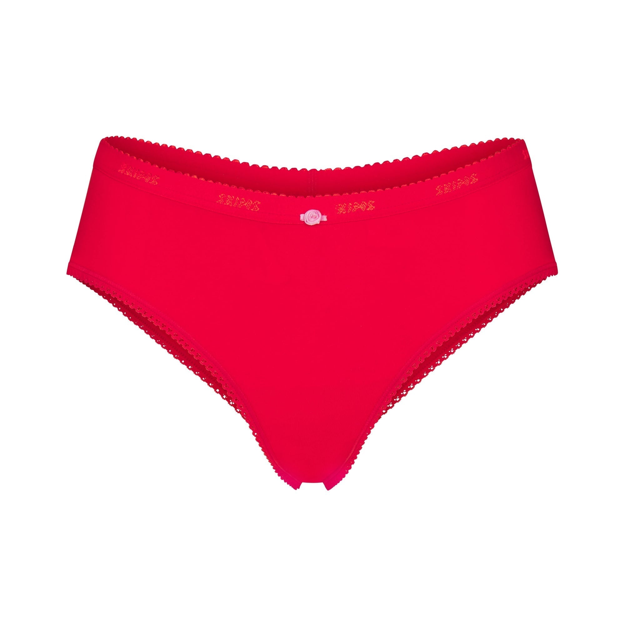 SKIMS LIGHTWEIGHT COTTON LOGO PICOT HIPSTER | RUBY TONAL - Sneaker Türkiye