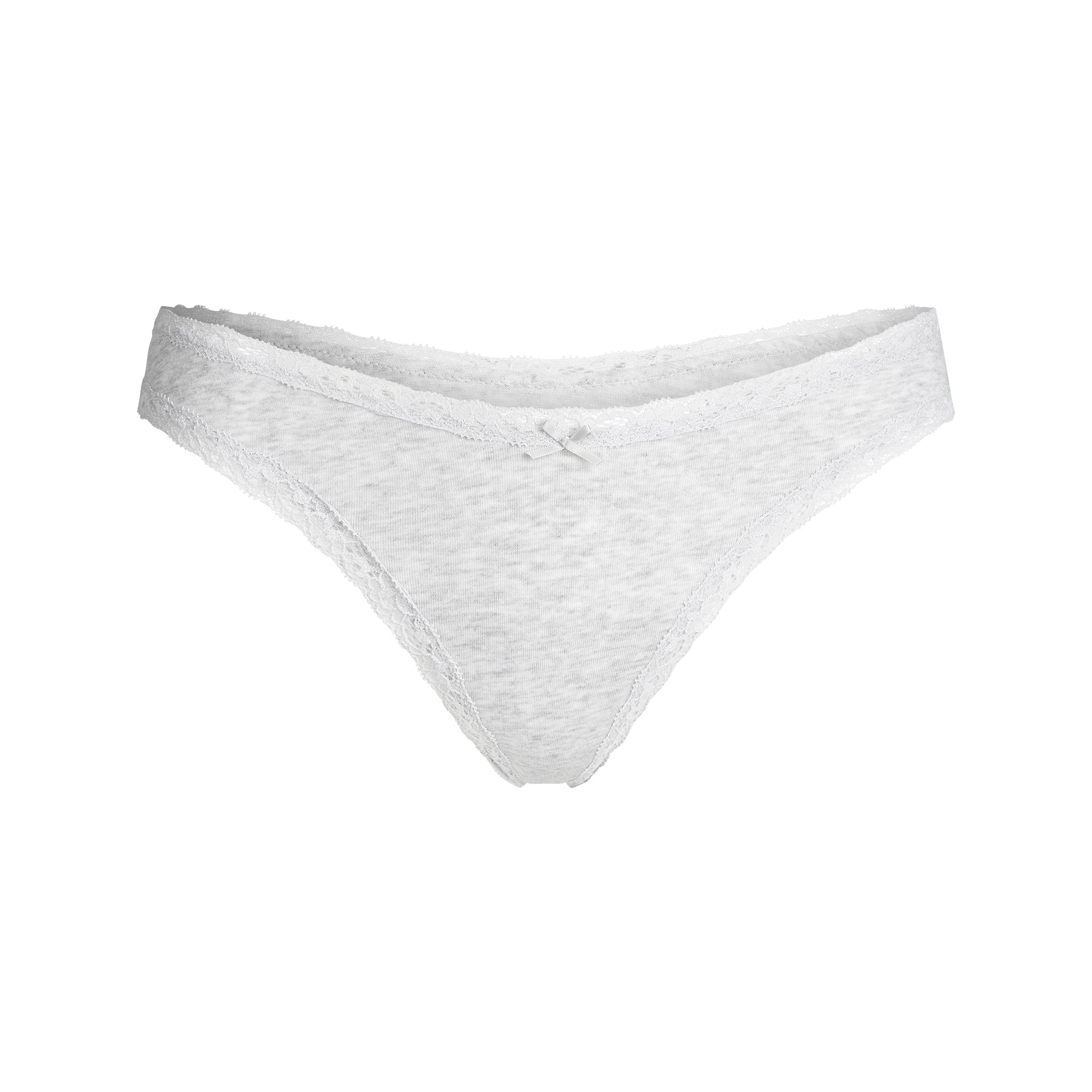 SKIMS LIGHTWEIGHT COTTON LACE THONG | LIGHT HEATHER GREY - Sneaker Türkiye