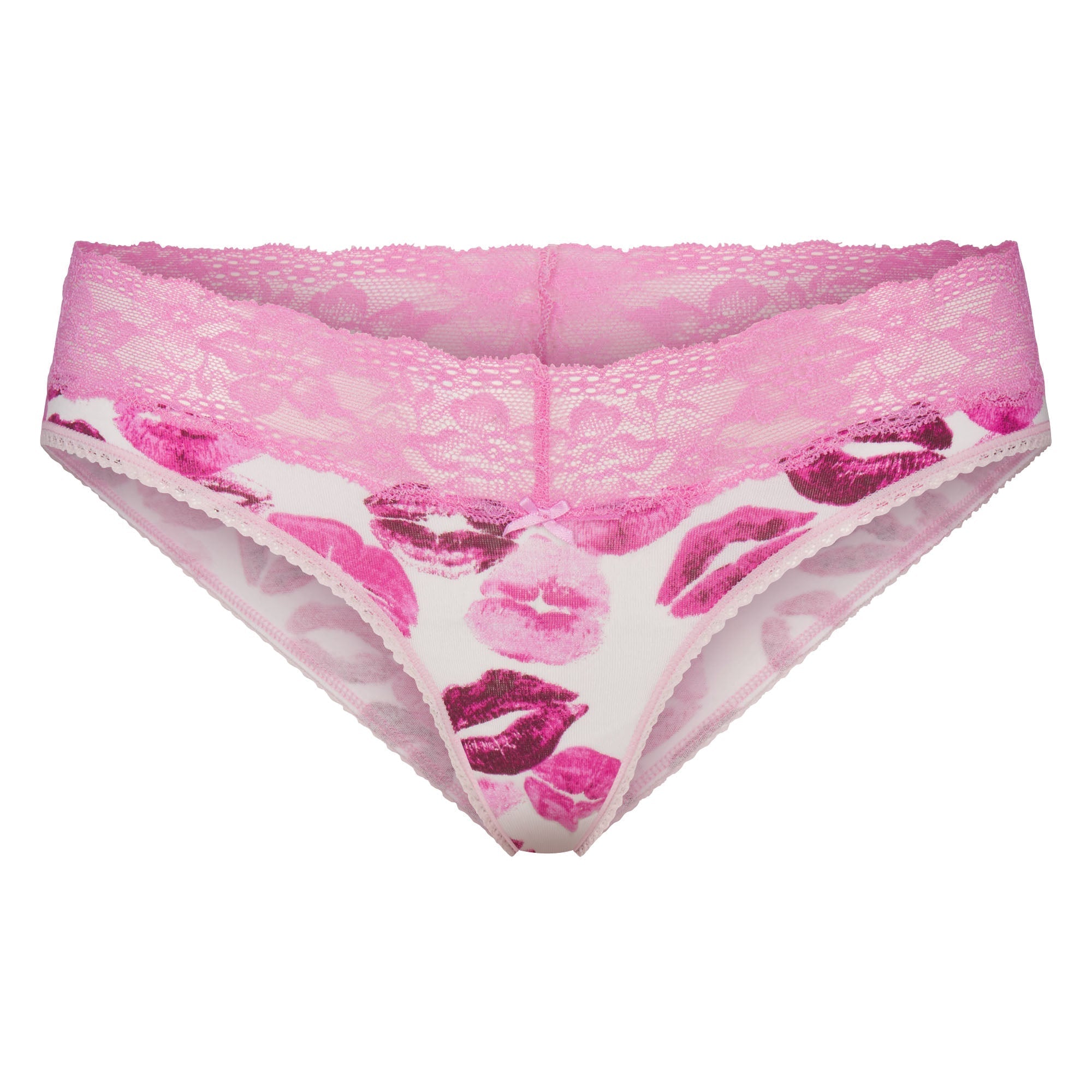 SKIMS LIGHTWEIGHT COTTON WIDE LACE BRIEF | PINK ALLOVER LIPSTICK - Sneaker Türkiye