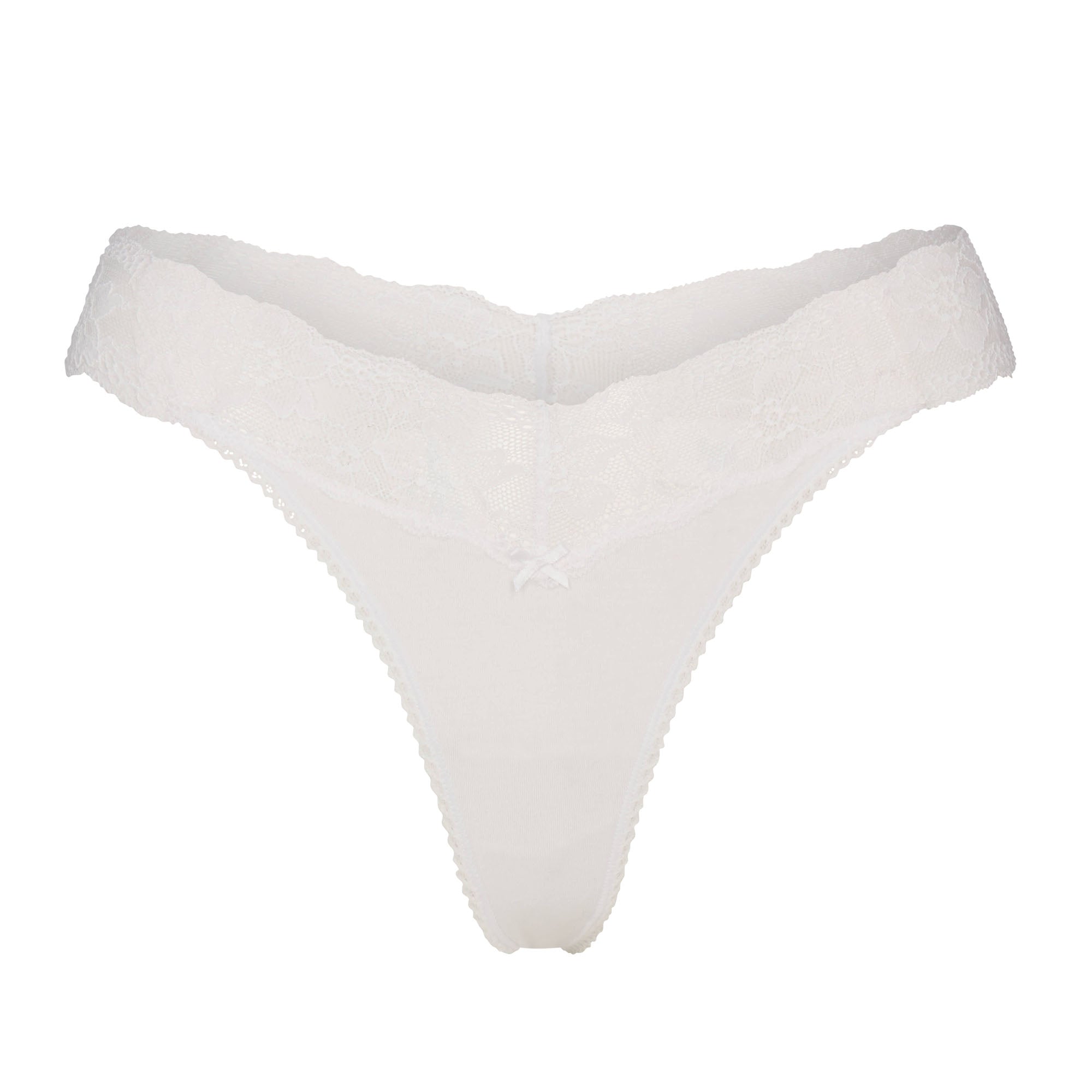 SKIMS LIGHTWEIGHT COTTON WIDE LACE THONG | SNOW - Sneaker Türkiye
