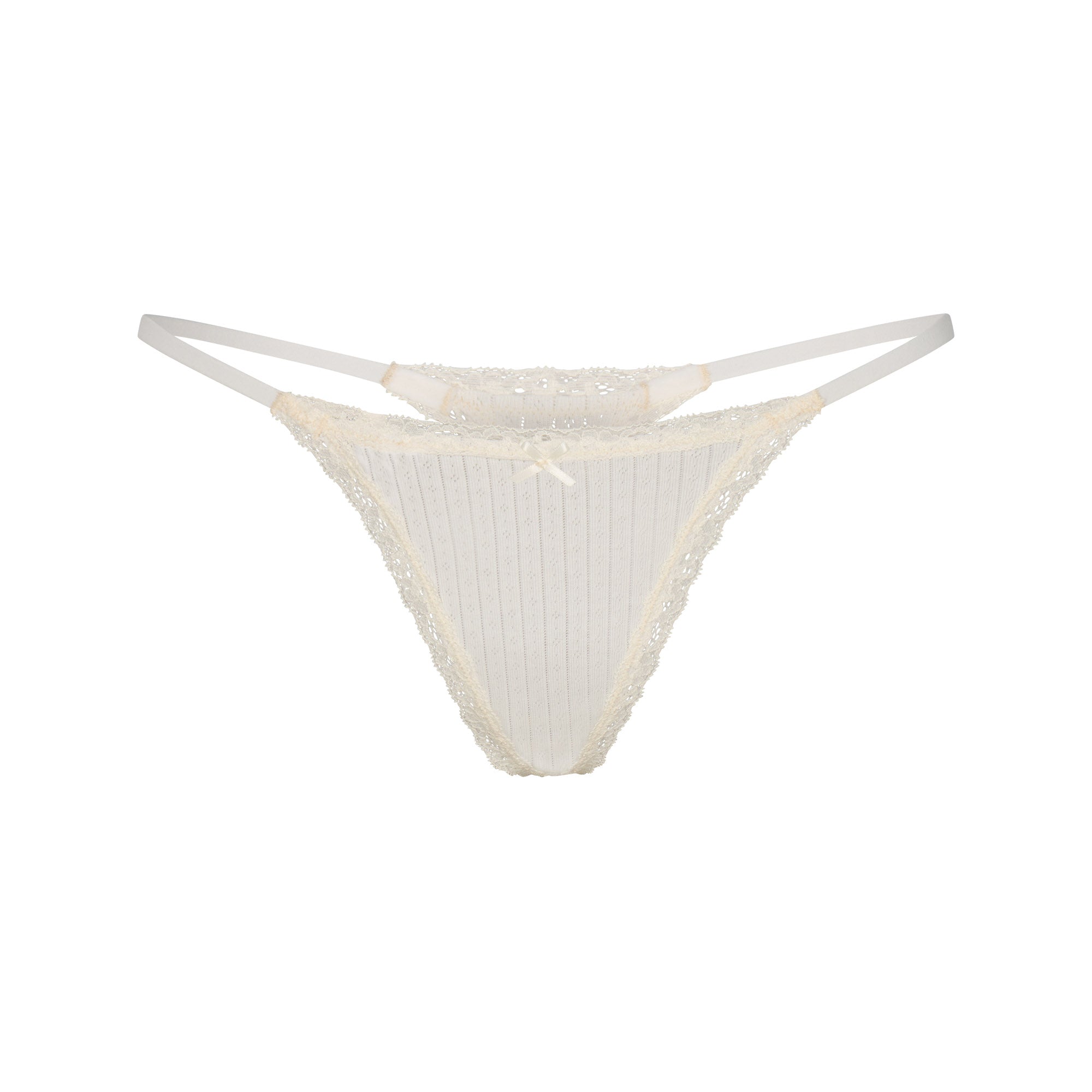 SKIMS LIGHTWEIGHT COTTON POINTELLE LACE STRING THONG | MARBLE TONAL - Sneaker Türkiye