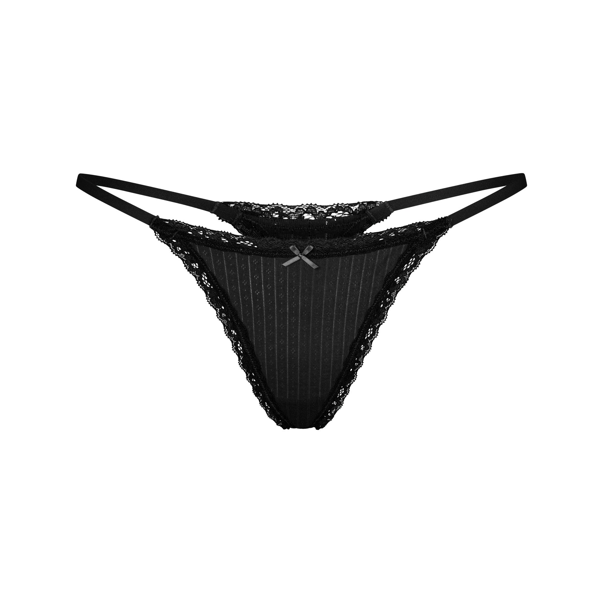 SKIMS LIGHTWEIGHT COTTON POINTELLE LACE STRING THONG | SOOT TONAL - Sneaker Türkiye