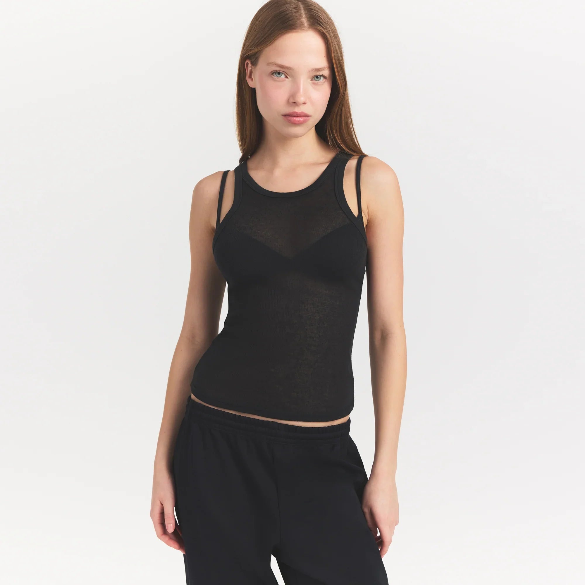 SKIMS SHEER RIB TANK | SOOT - Sneaker Türkiye