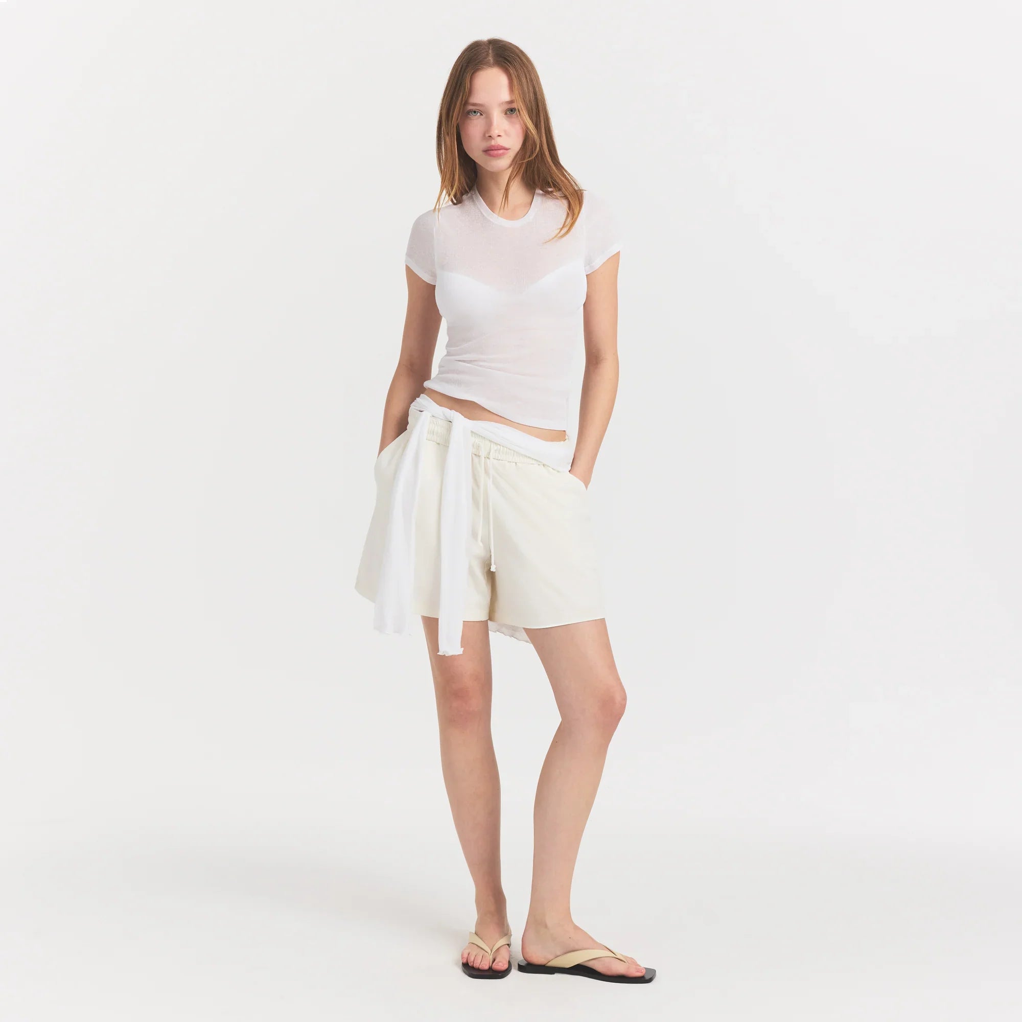 SKIMS SHEER RIB T-SHIRT | SNOW - Sneaker Türkiye