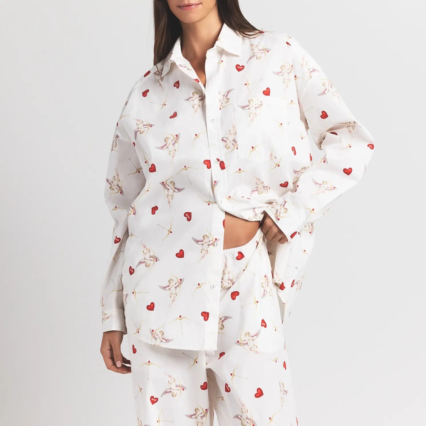 SKIMS COTTON POPLIN OVERBedenD SLEEP SET | MARBLE CHERUB PRINT - Sneaker Türkiye