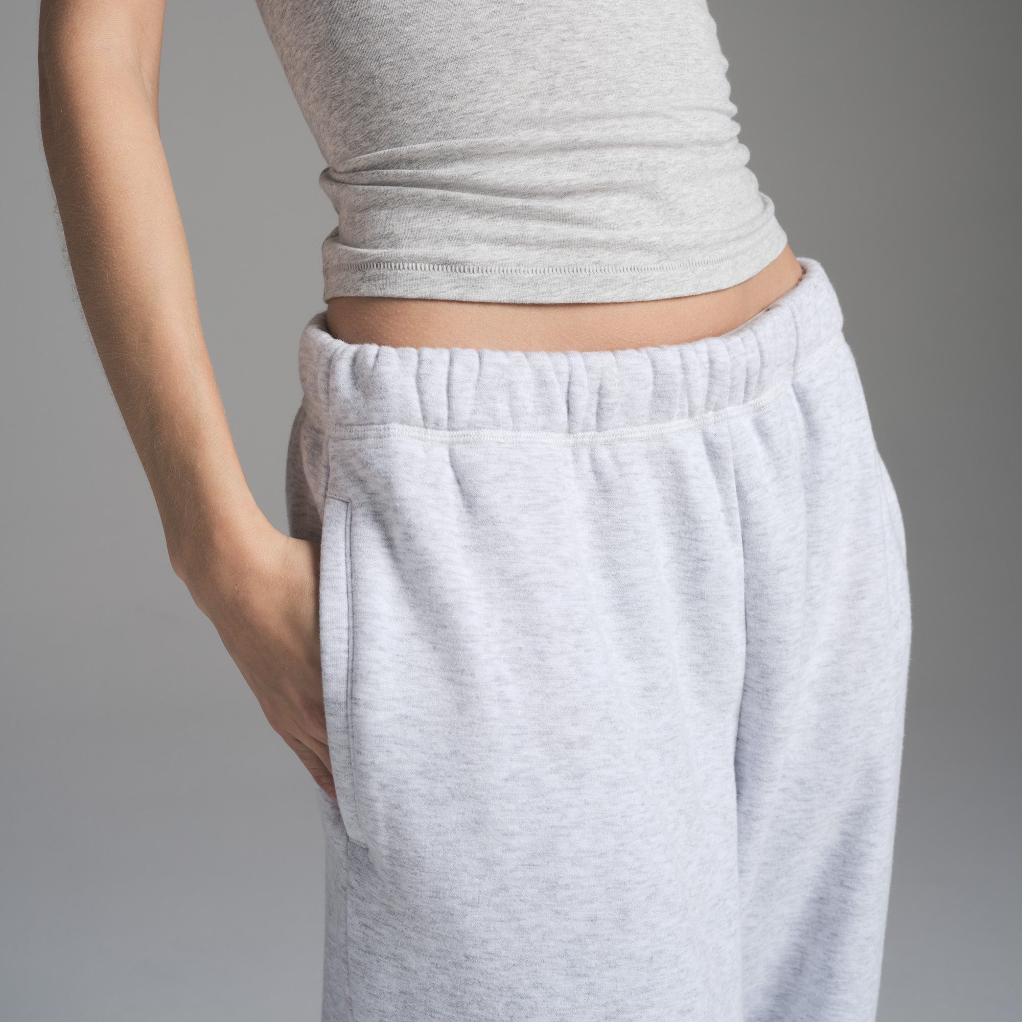 SKIMS COTTON FLEECE CLASSIC STRAIGHT LEG PANT | LIGHT HEATHER GREY - Sneaker Türkiye