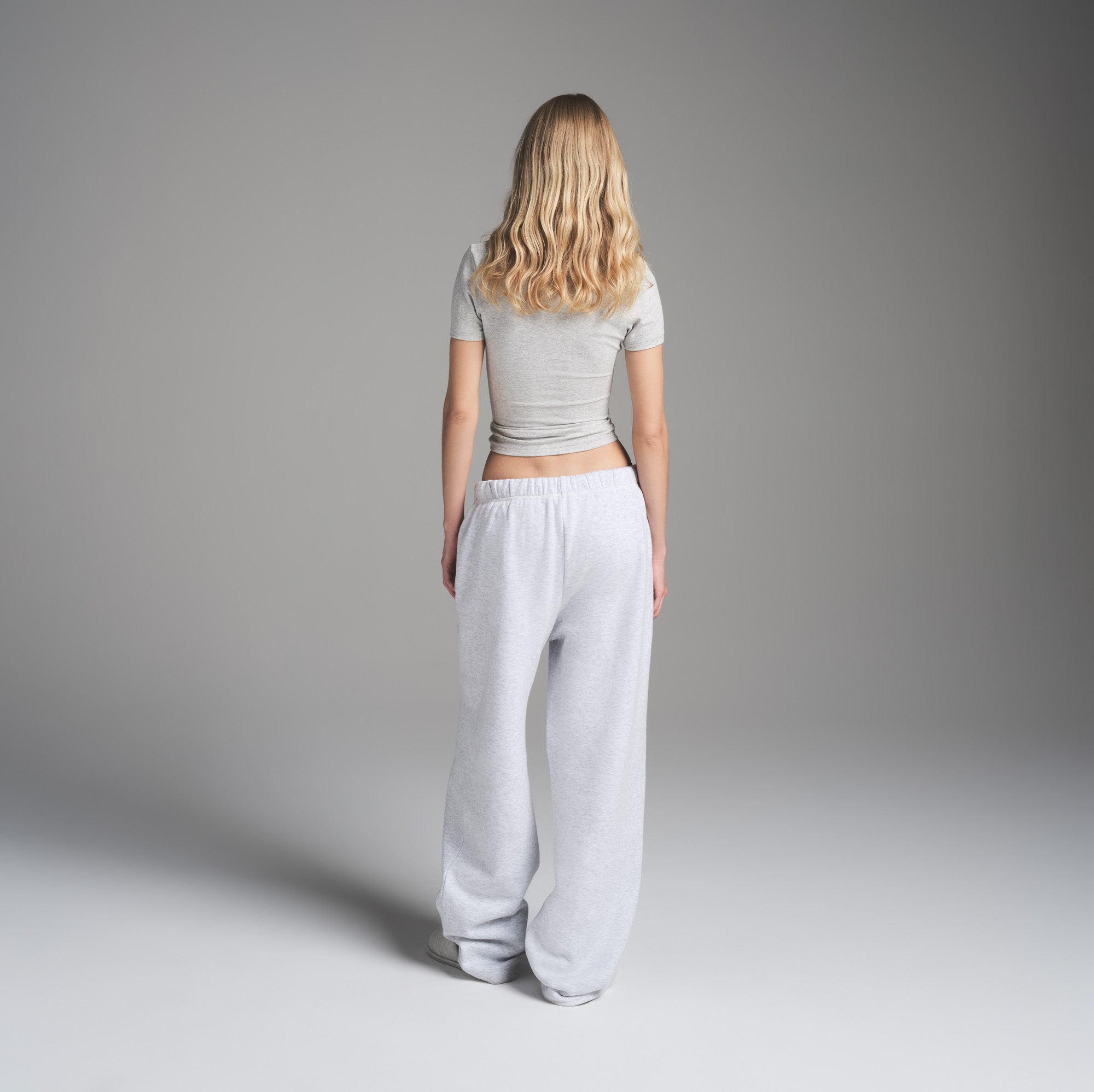 SKIMS COTTON FLEECE CLASSIC STRAIGHT LEG PANT | LIGHT HEATHER GREY - Sneaker Türkiye