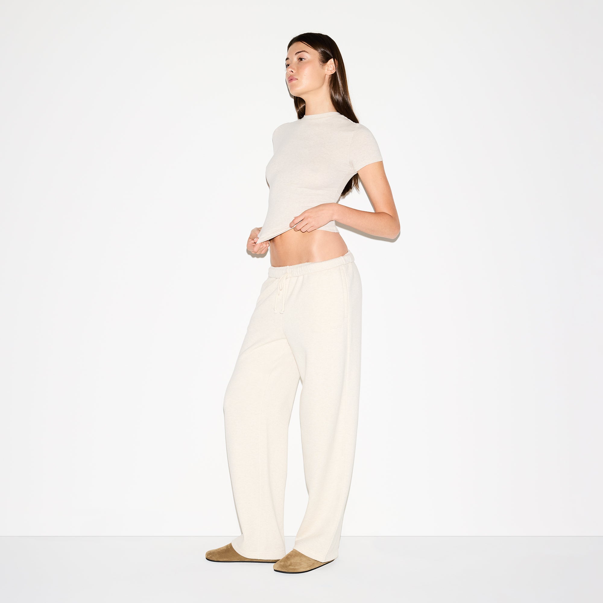 SKIMS COTTON FLEECE CLASSIC STRAIGHT LEG PANT | OATMEAL HEATHER - Sneaker Türkiye