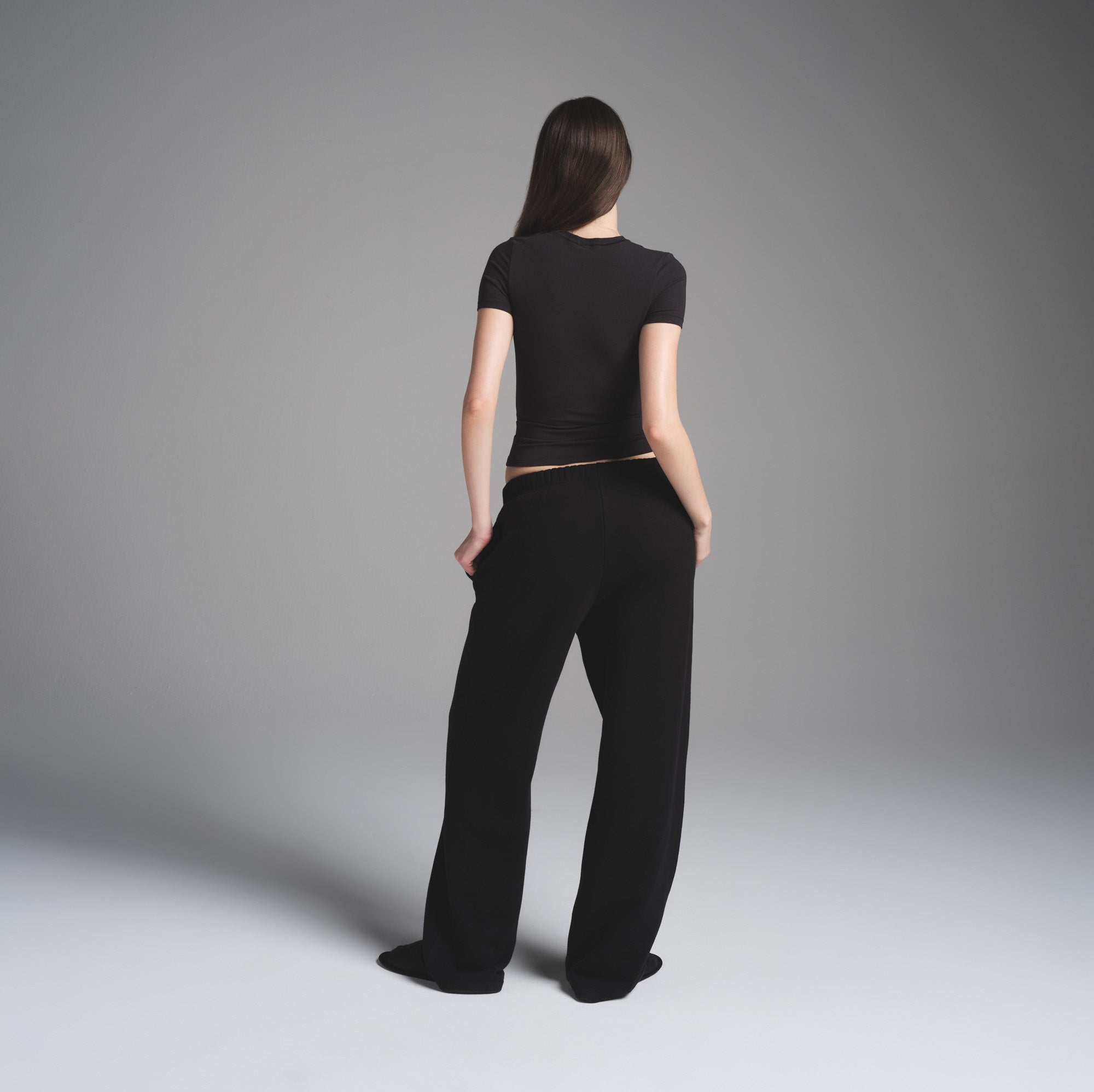 SKIMS COTTON FLEECE CLASSIC STRAIGHT LEG PANT | ONYX - Sneaker Türkiye