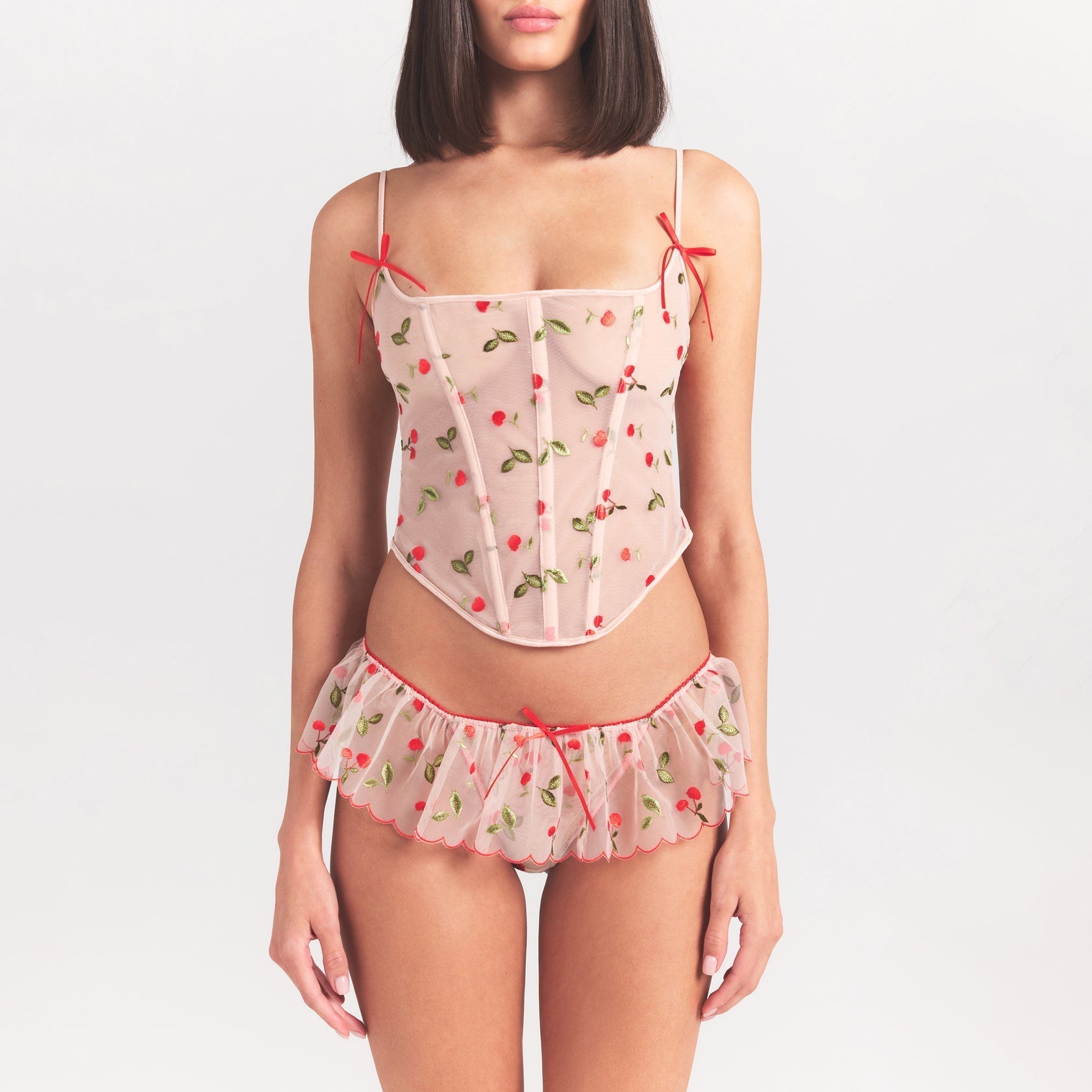 SKIMS EMBROIDERED TULLE CORSET | PRIMROSE CHERRY TULLE - Sneaker Türkiye