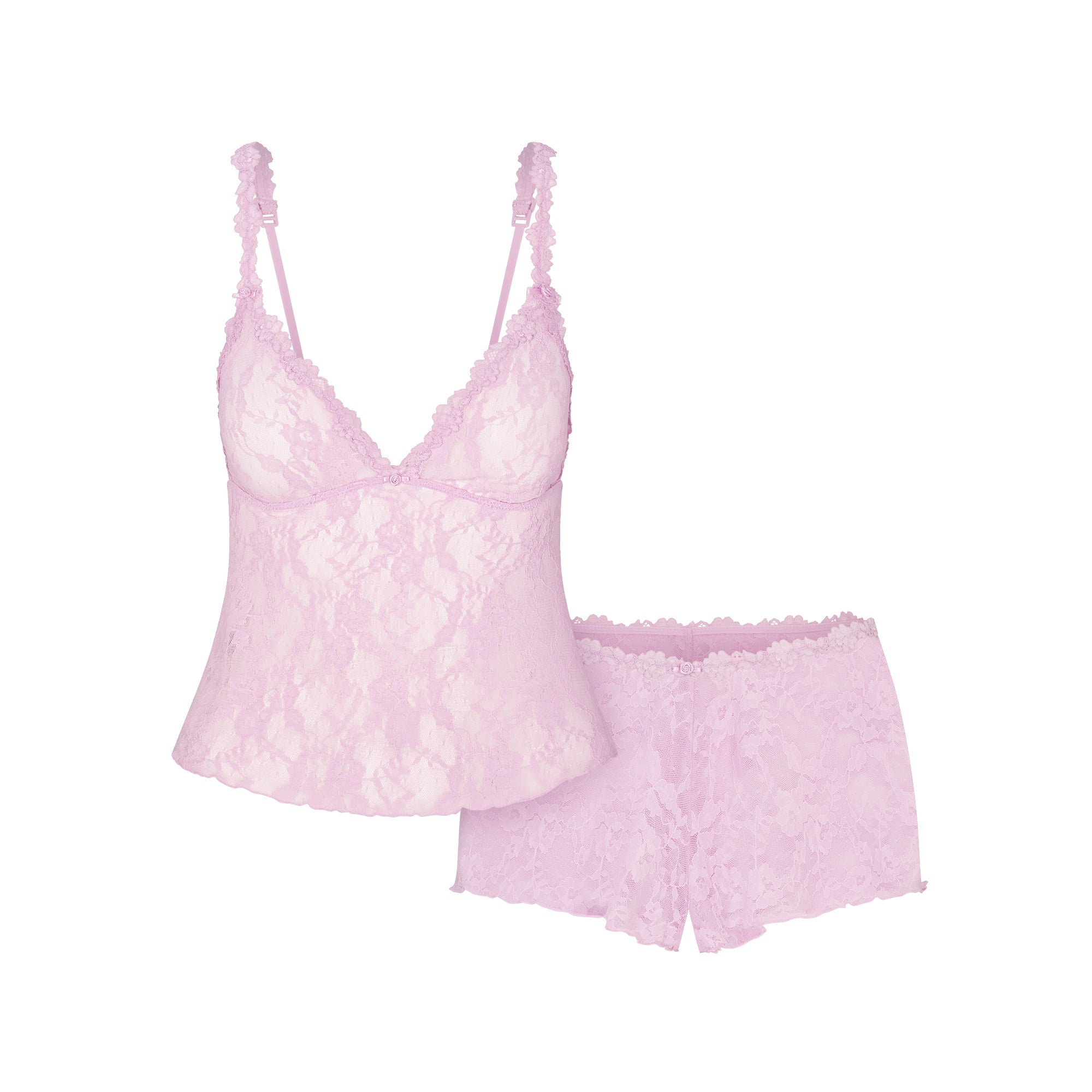 SKIMS STRETCH LACE TRIANGLE CAMI AND SHORT SET | BABY PINK - Sneaker Türkiye