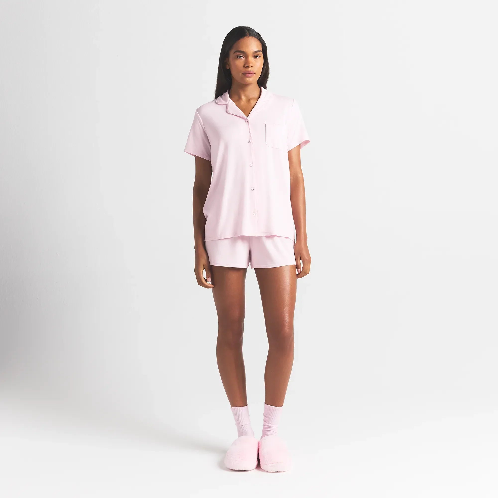 SKIMS SLEEP SHORT SLEEVE BUTTON UP SET | BLOOM - Sneaker Türkiye
