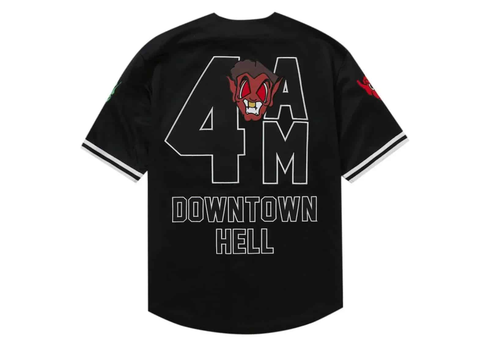Supreme Mitchell & Ness Downtown Hell Baseball Jersey Black - Sneaker Türkiye