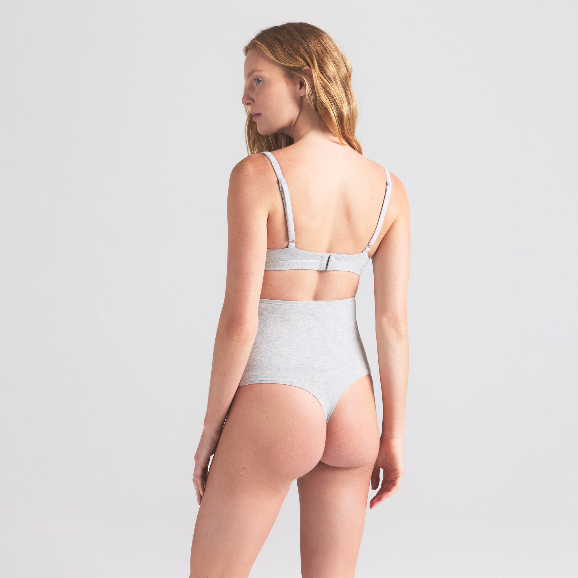 SKIMS COTTON JERSEY MATERNITY HIGH-WAISTED THONG | LIGHT HEATHER GREY - Sneaker Türkiye