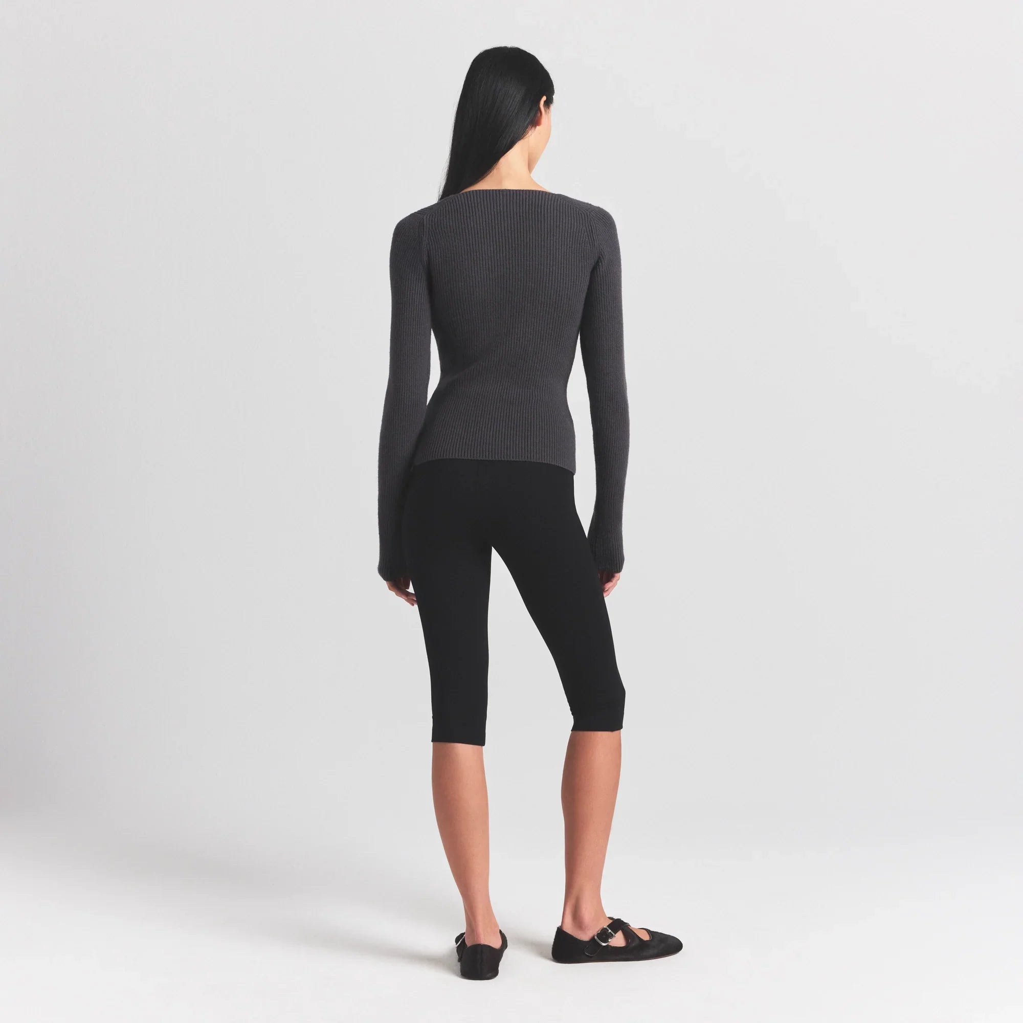 SKIMS SWEATER KNITS RIBBED LONG SLEEVE TOP | ASH - Sneaker Türkiye
