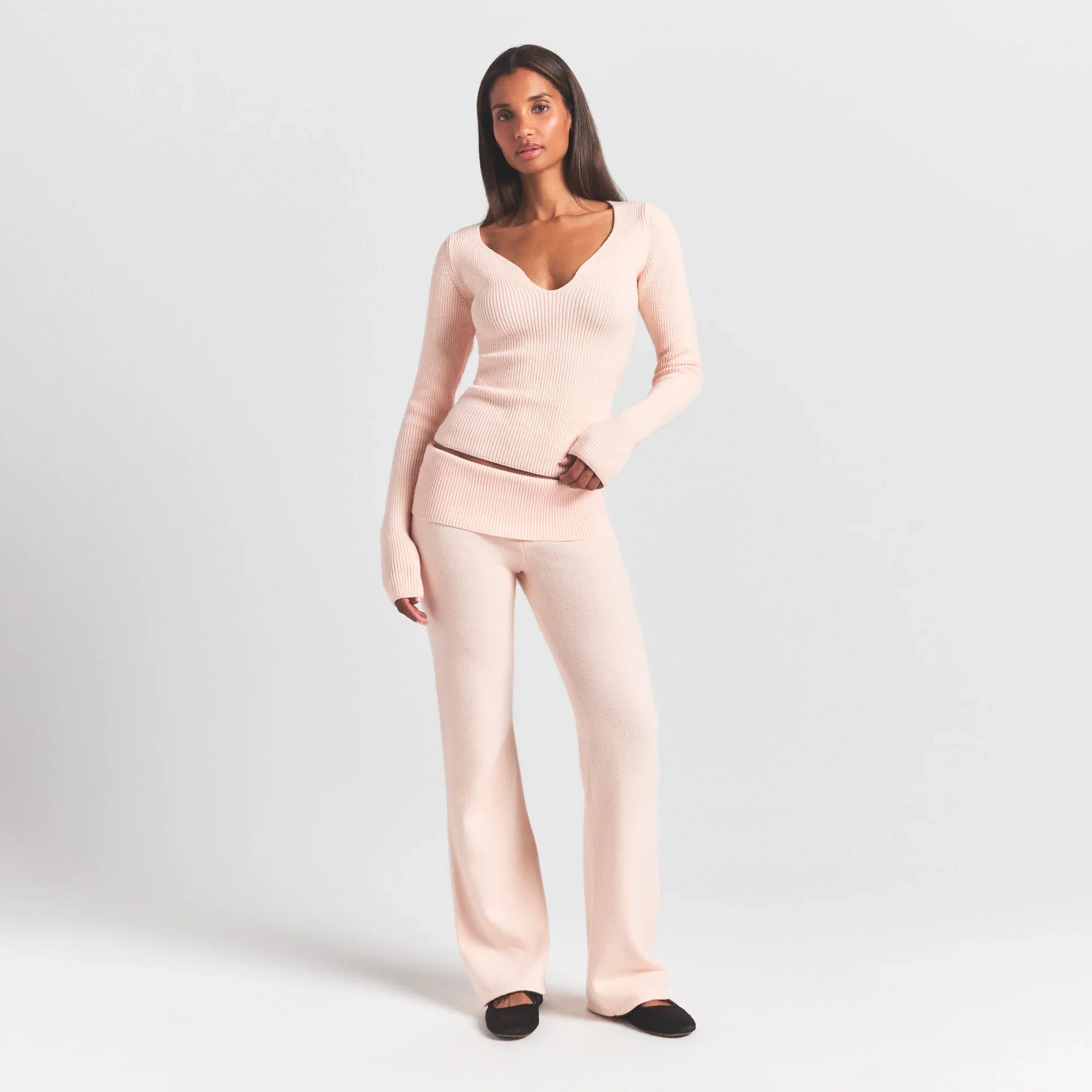 SKIMS SWEATER KNITS RIBBED LONG SLEEVE TOP | PRIMROSE - Sneaker Türkiye