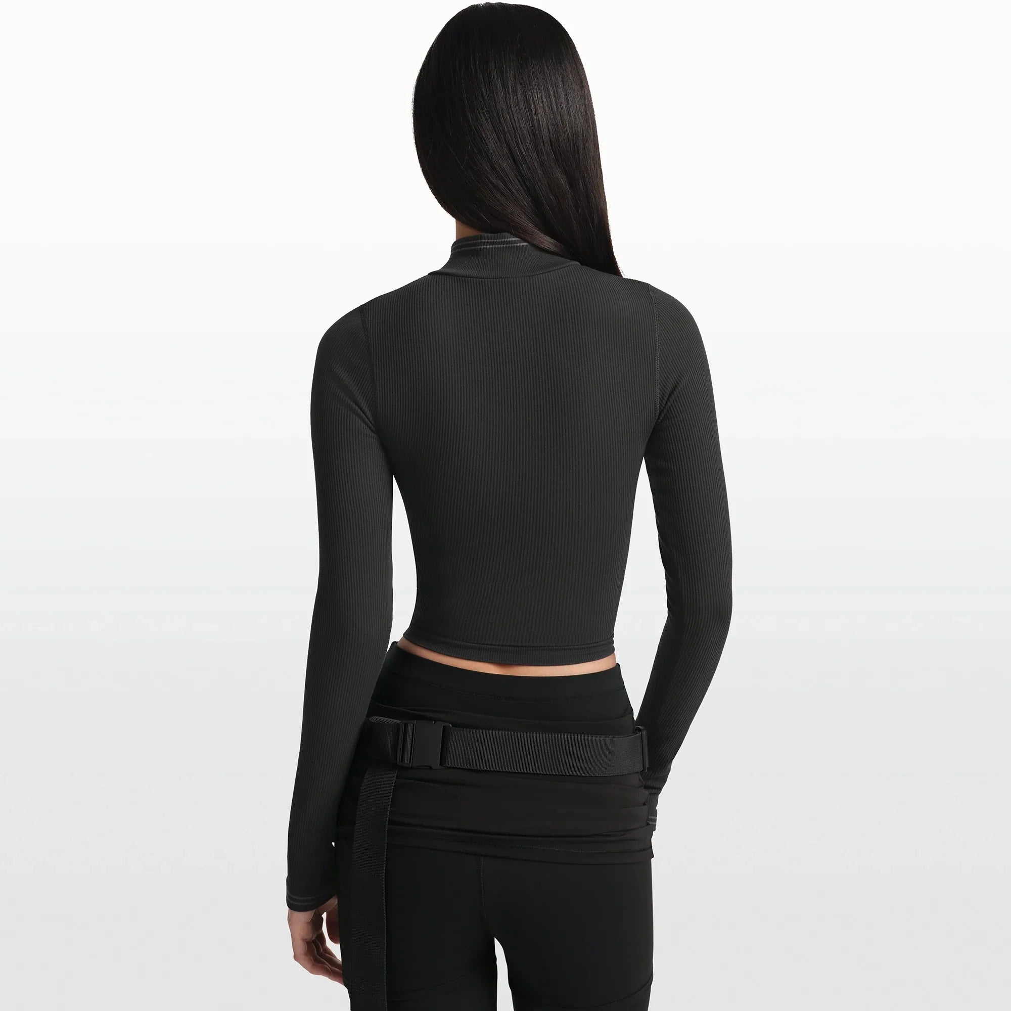 NikeSKIMS RIBBED SEAMLESS ZIP UP CROP JACKET | OBSIDIAN - Sneaker Türkiye