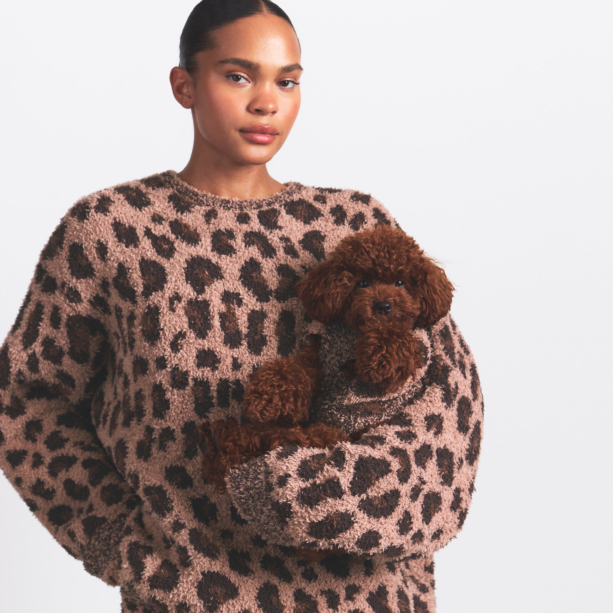 SKIMS COZY OVERBedenD CREWNECK PULLOVER | SIENNA LEOPARD PRINT - Sneaker Türkiye