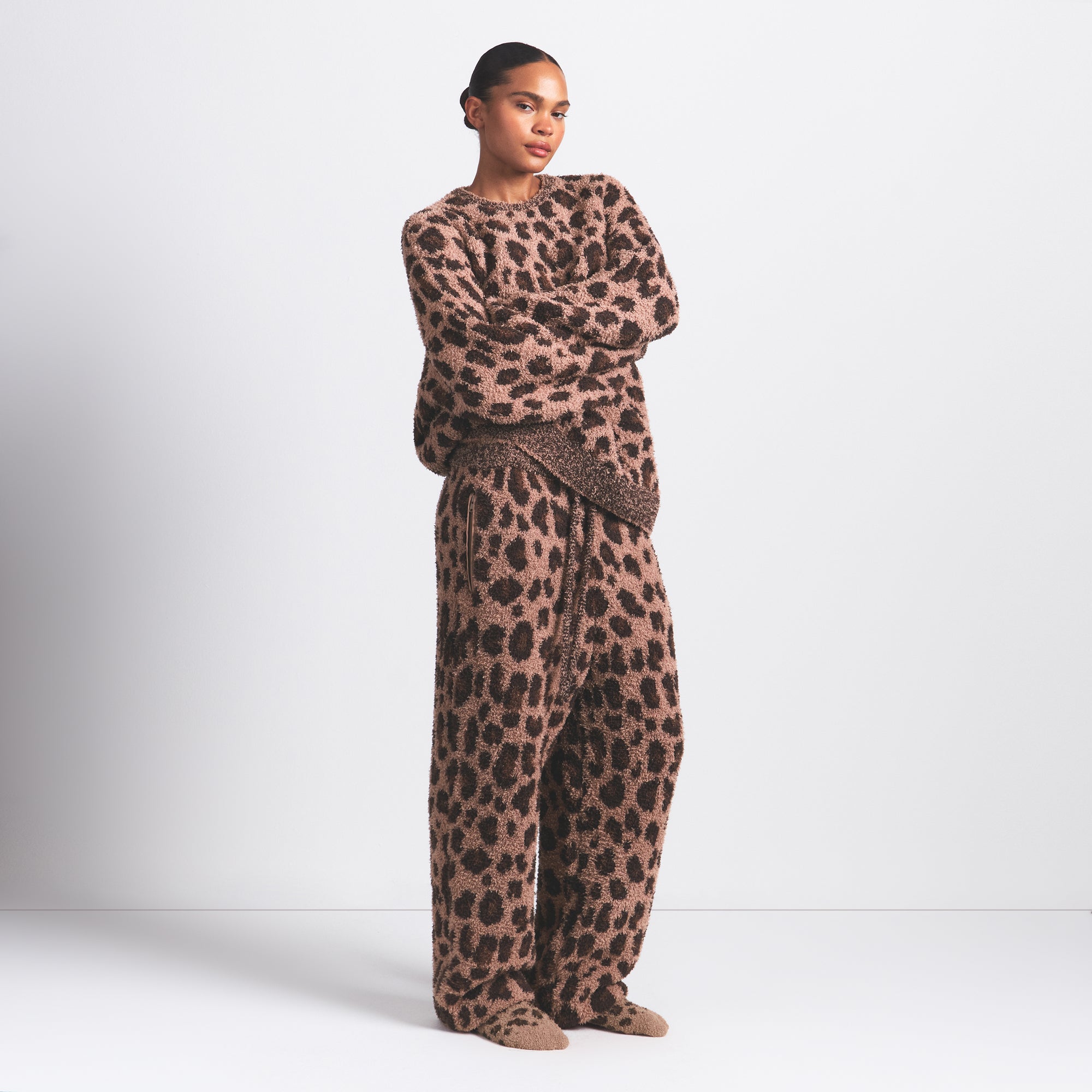 SKIMS COZY OVERBedenD CREWNECK PULLOVER | SIENNA LEOPARD PRINT - Sneaker Türkiye