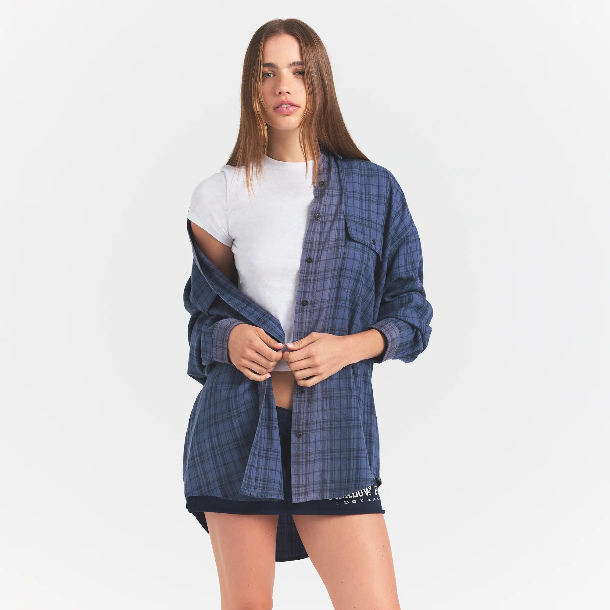 SKIMS WASHED FLANNEL OVERBedenD SHIRT | GRAPHITE PLAID - Sneaker Türkiye