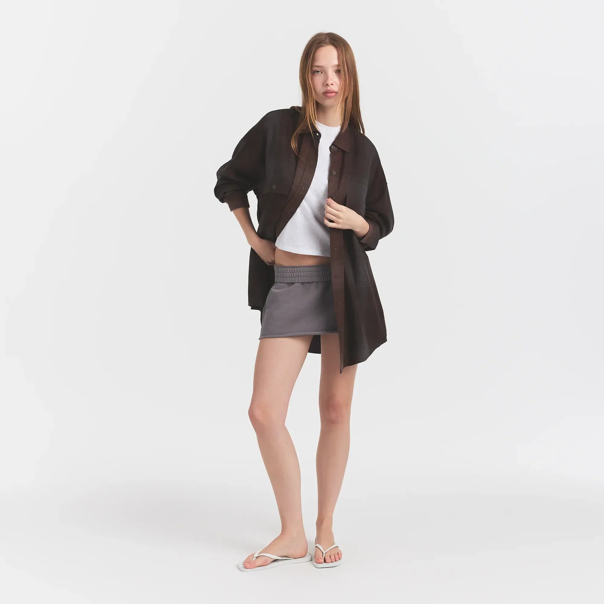 SKIMS WASHED FLANNEL OVERBedenD SHIRT | PHOENIX SHADOW PLAID - Sneaker Türkiye