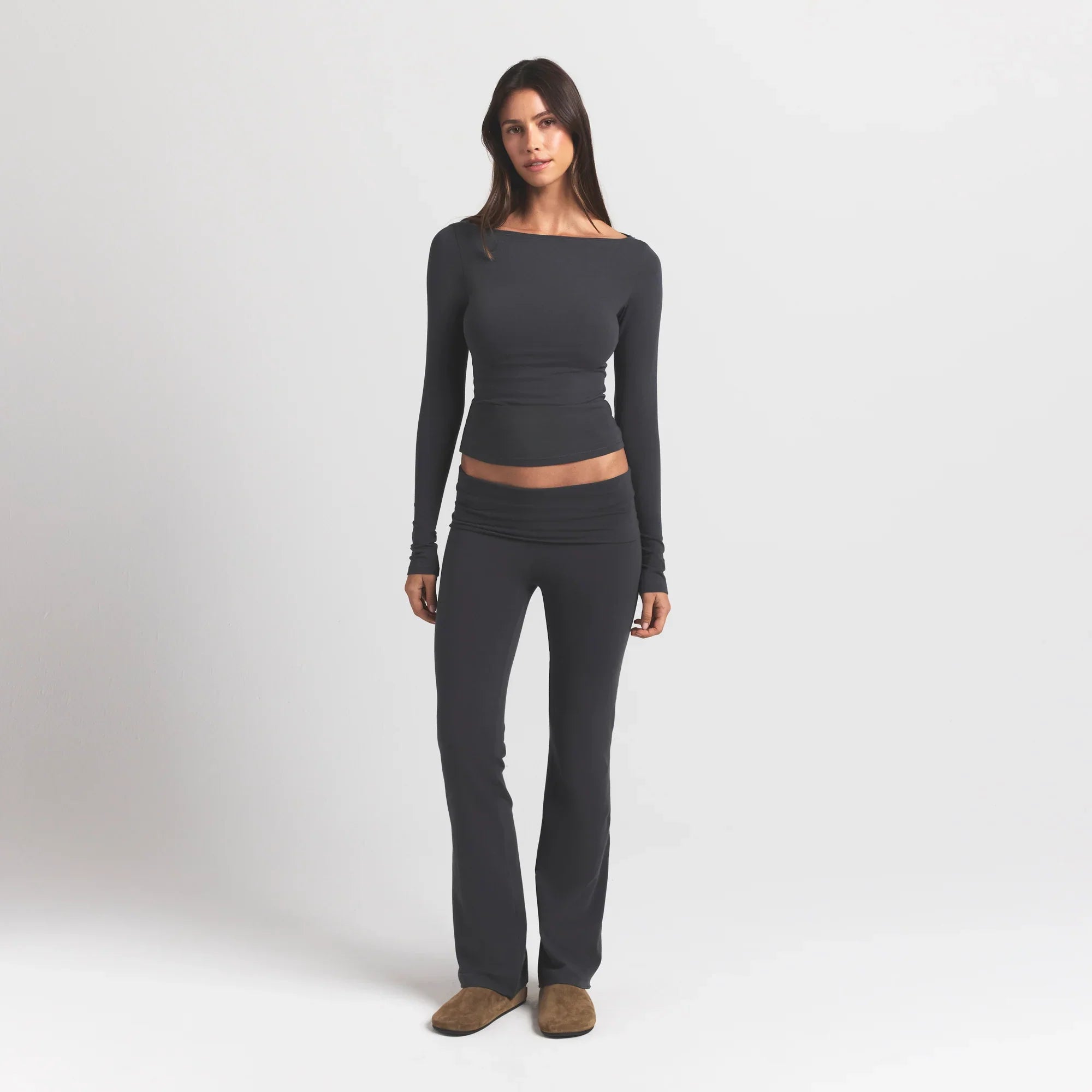 SKIMS COTTON JERSEY LONG SLEEVE BOATNECK TOP | ASH - Sneaker Türkiye