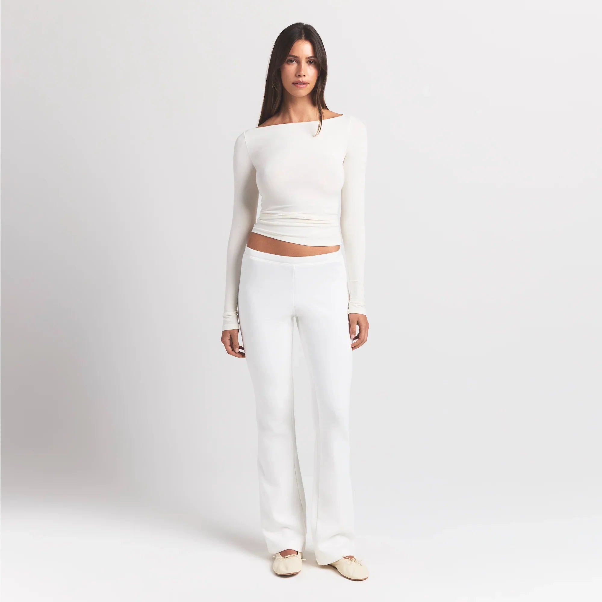 SKIMS COTTON JERSEY LONG SLEEVE BOATNECK TOP | MARBLE - Sneaker Türkiye