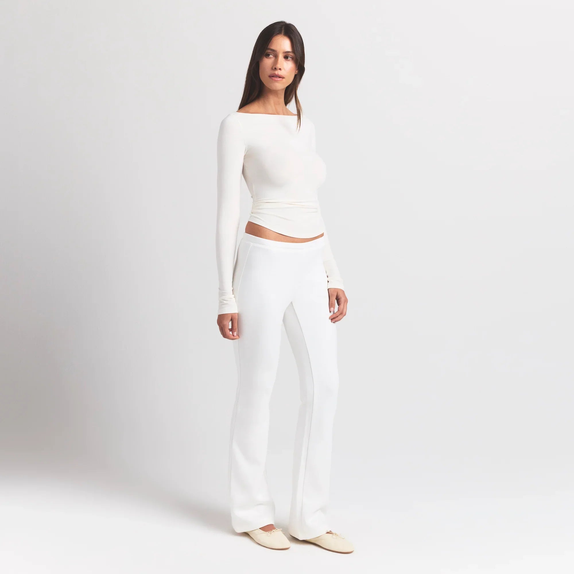 SKIMS COTTON JERSEY LONG SLEEVE BOATNECK TOP | MARBLE - Sneaker Türkiye