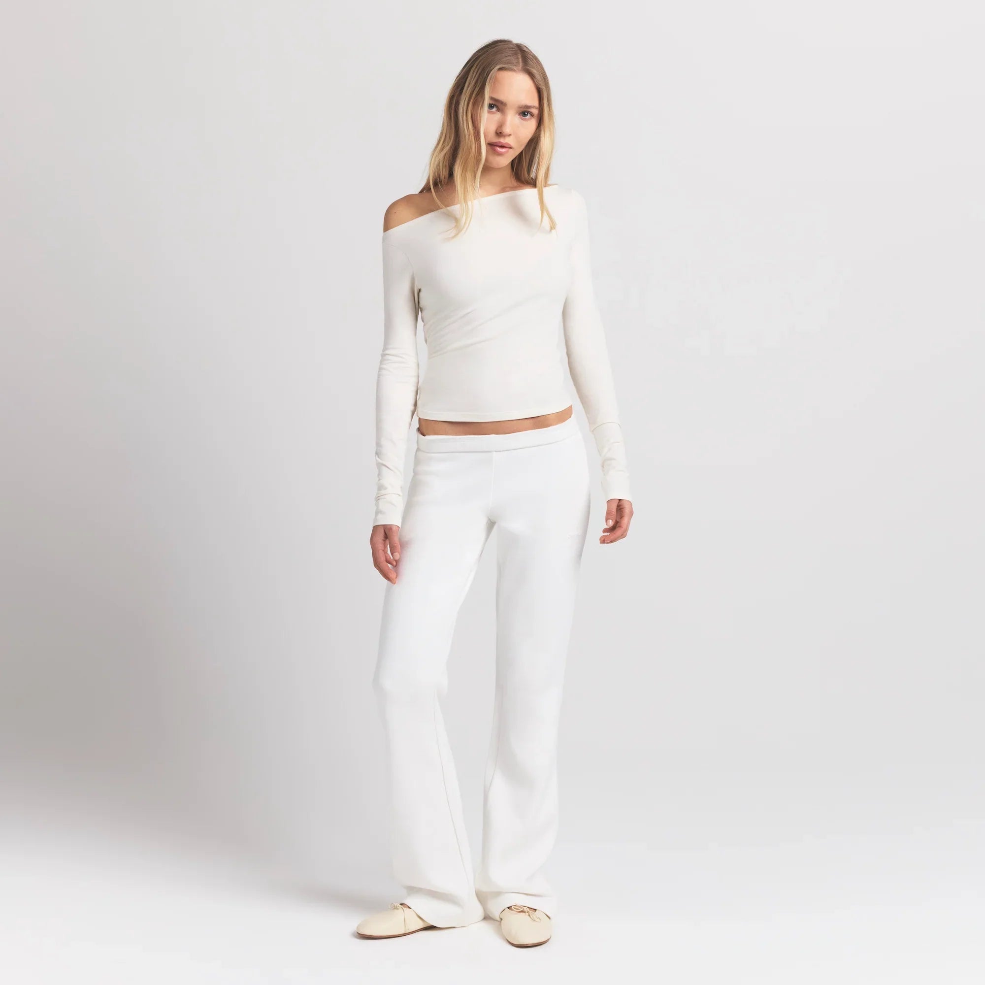 SKIMS COTTON JERSEY LONG SLEEVE BOATNECK TOP | MARBLE - Sneaker Türkiye