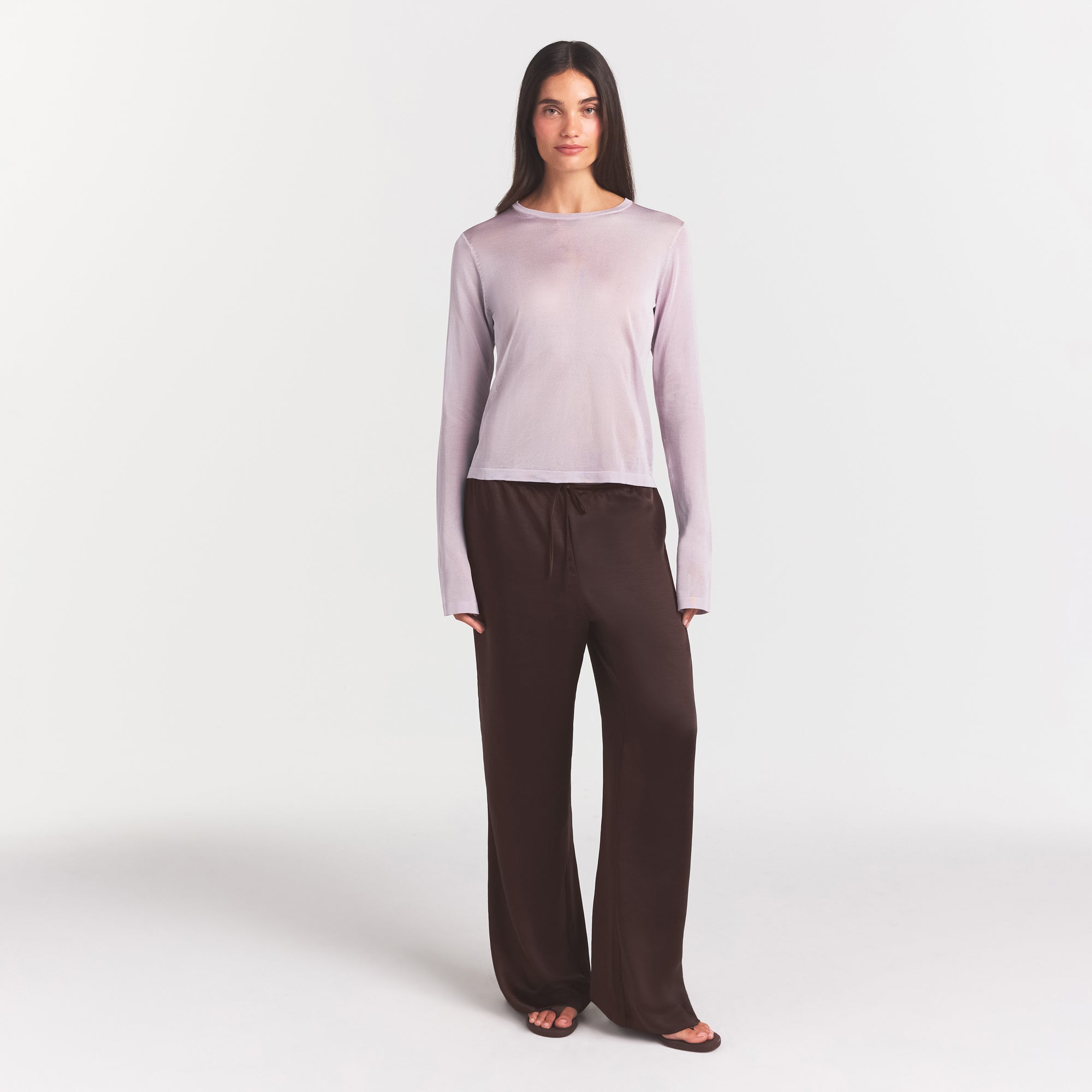 SKIMS SLINKY KNIT CREW NECK LONG SLEEVE TOP | IRIS MICA - Sneaker Türkiye