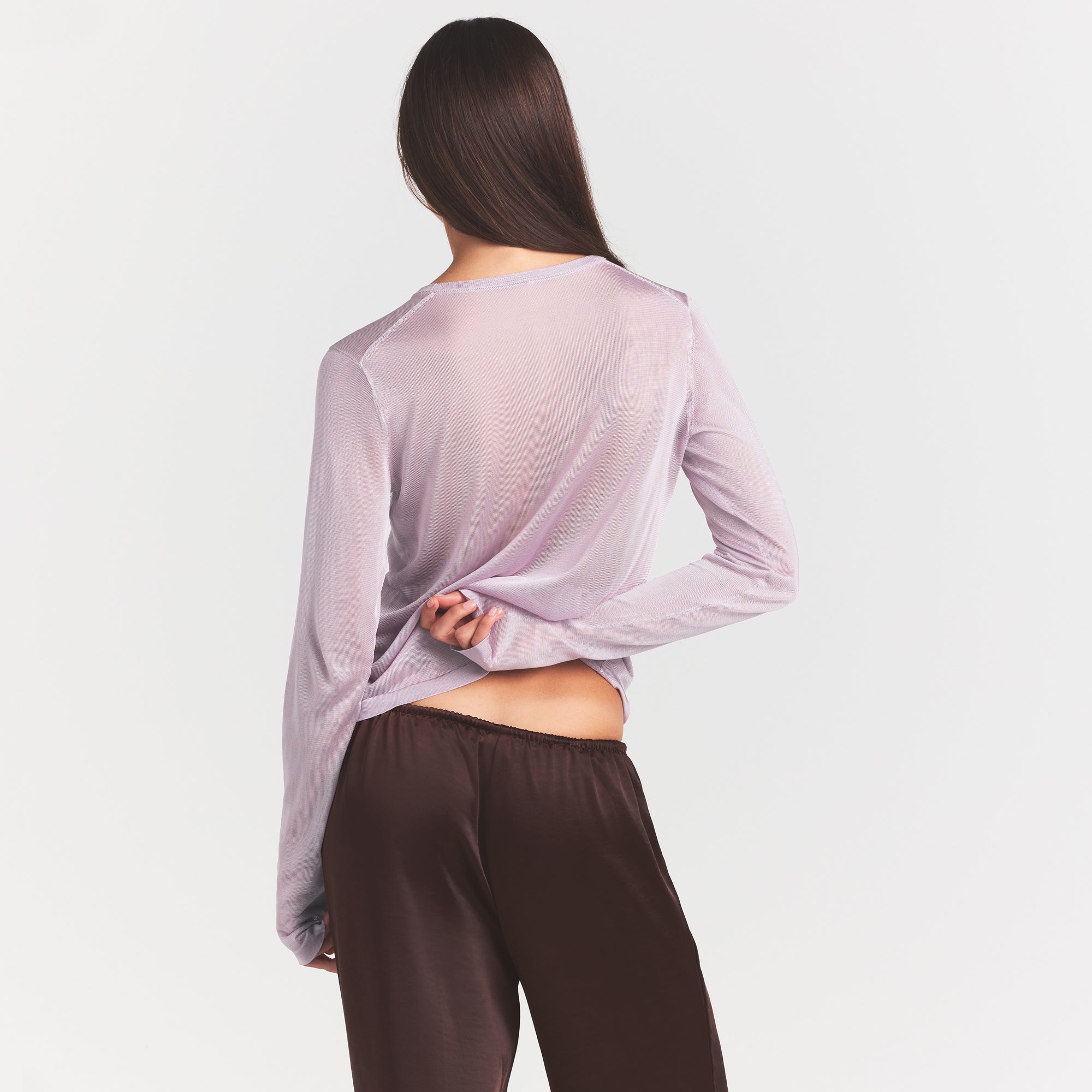 SKIMS SLINKY KNIT CREW NECK LONG SLEEVE TOP | IRIS MICA - Sneaker Türkiye