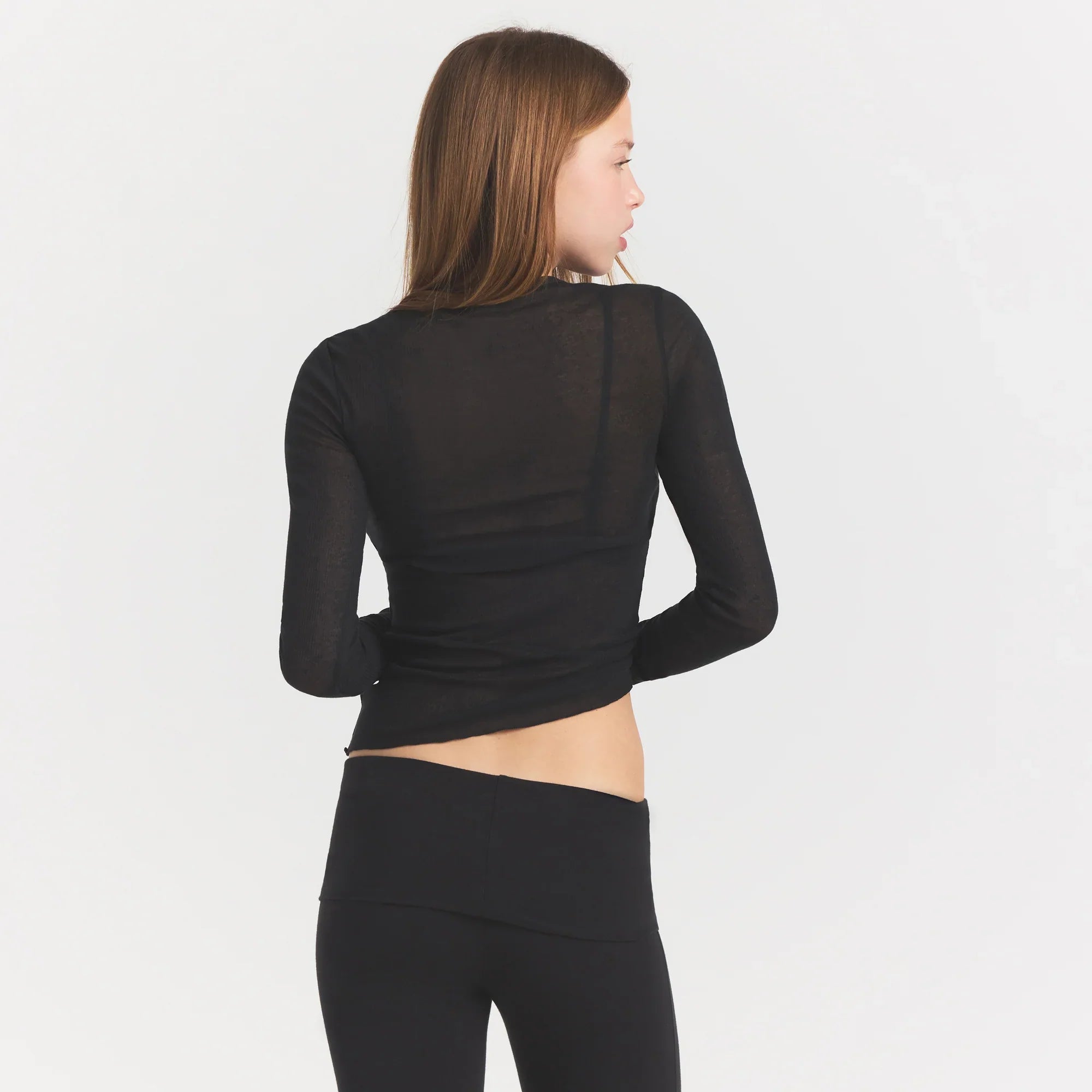 SKIMS SHEER RIB LONG SLEEVE TOP | SOOT - Sneaker Türkiye