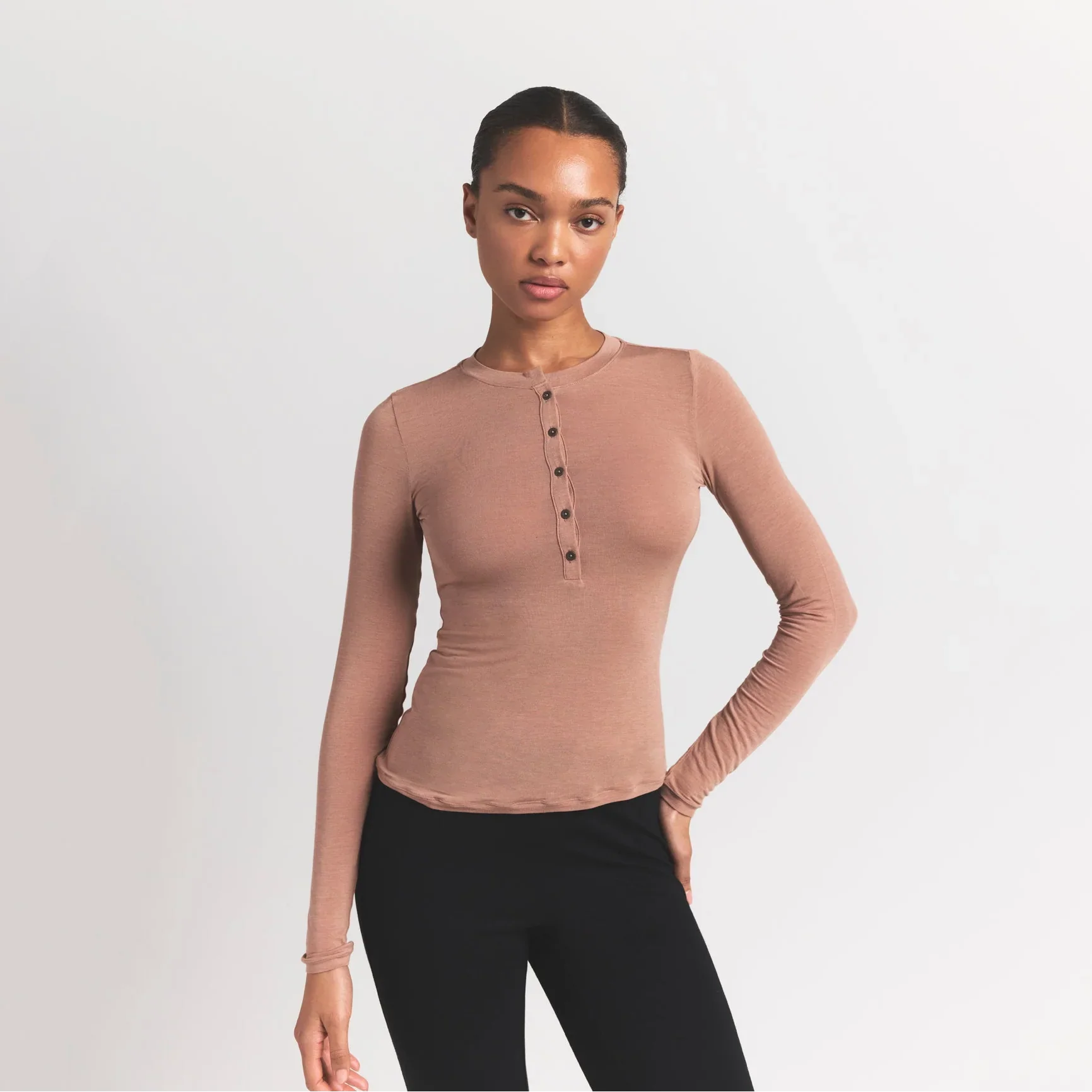 SKIMS SHEER MODAL CREWNECK HENLEY | SIENNA - Sneaker Türkiye