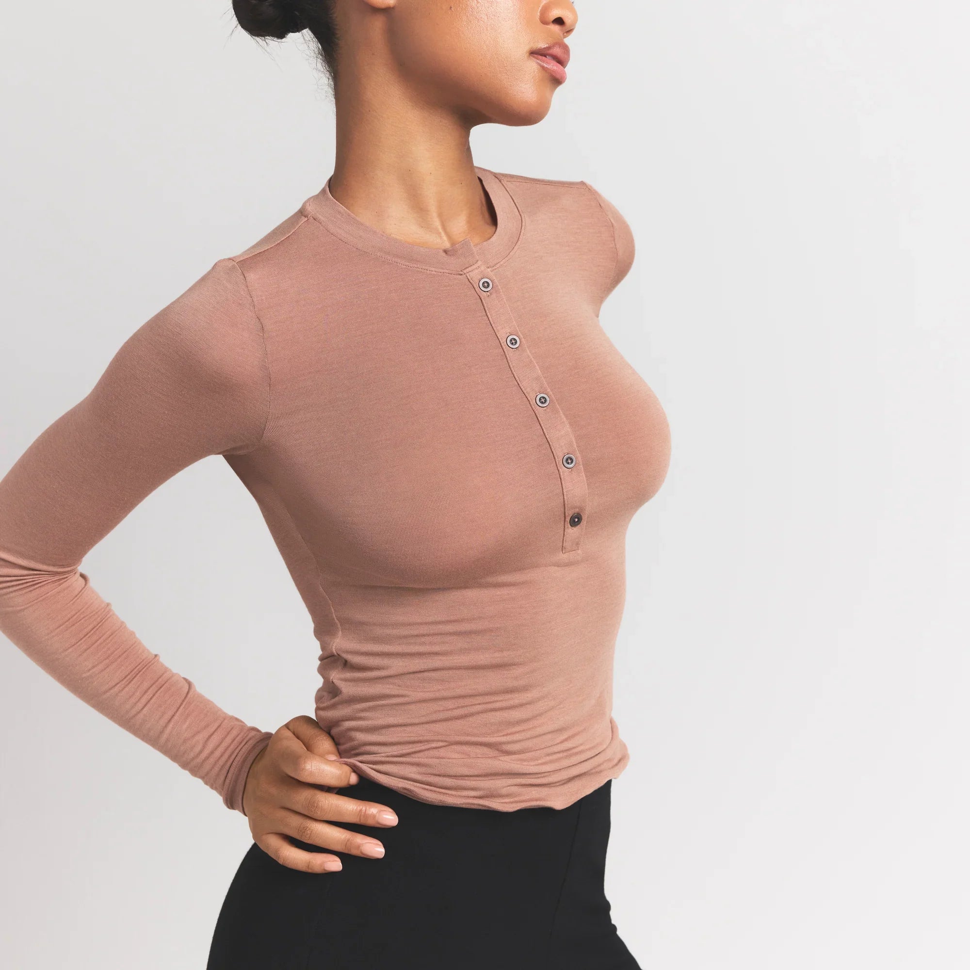 SKIMS SHEER MODAL CREWNECK HENLEY | SIENNA - Sneaker Türkiye