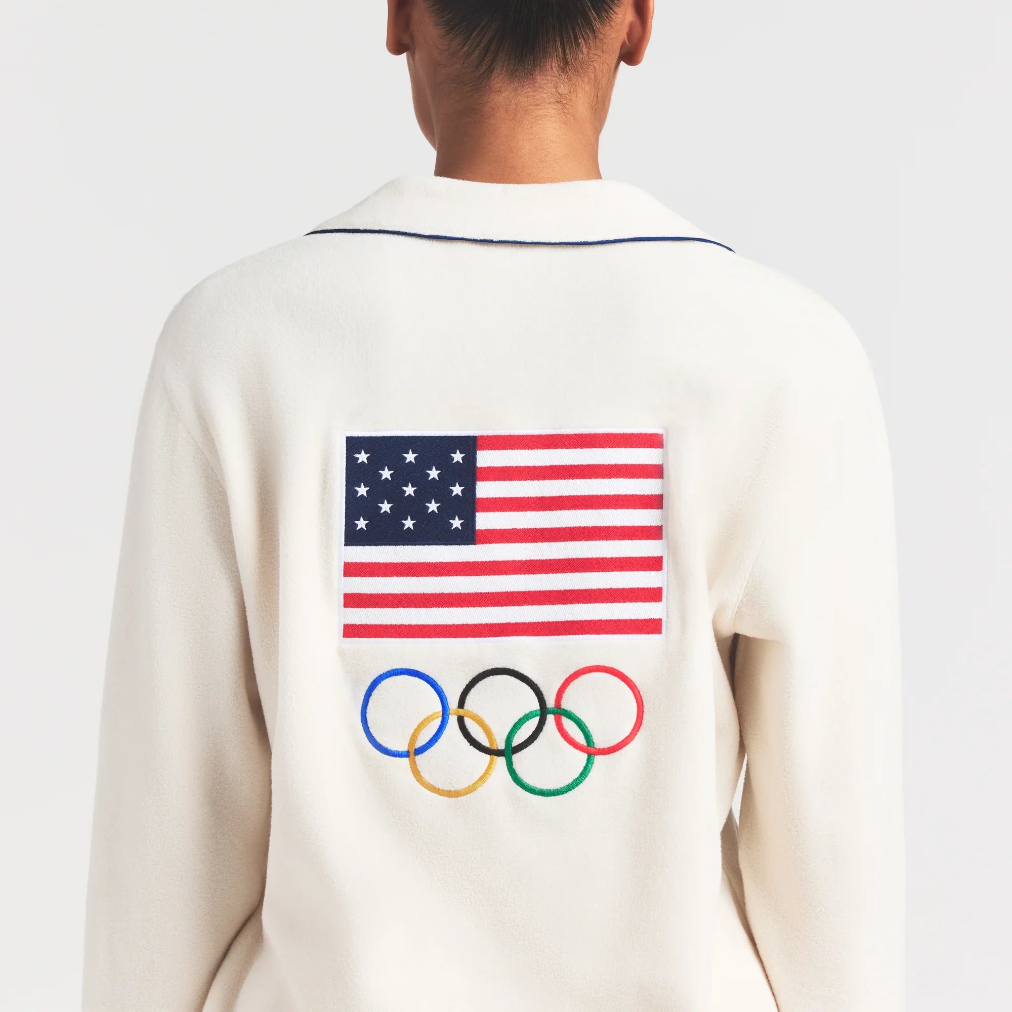 SKIMS FOR TEAM USA FLEECE UNISEX OLYMPIC OVERBedenD SLEEP TOP | ECRU - Sneaker Türkiye