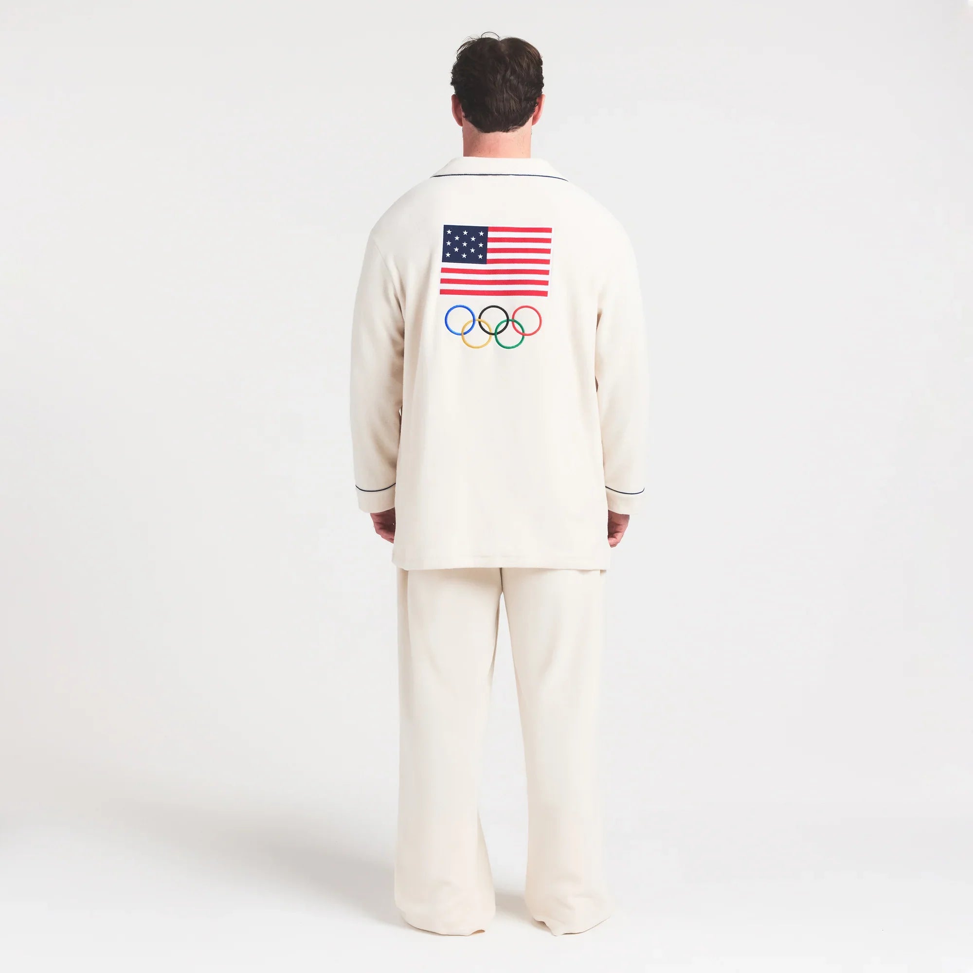 SKIMS FOR TEAM USA FLEECE UNISEX OLYMPIC OVERBedenD SLEEP TOP | ECRU - Sneaker Türkiye