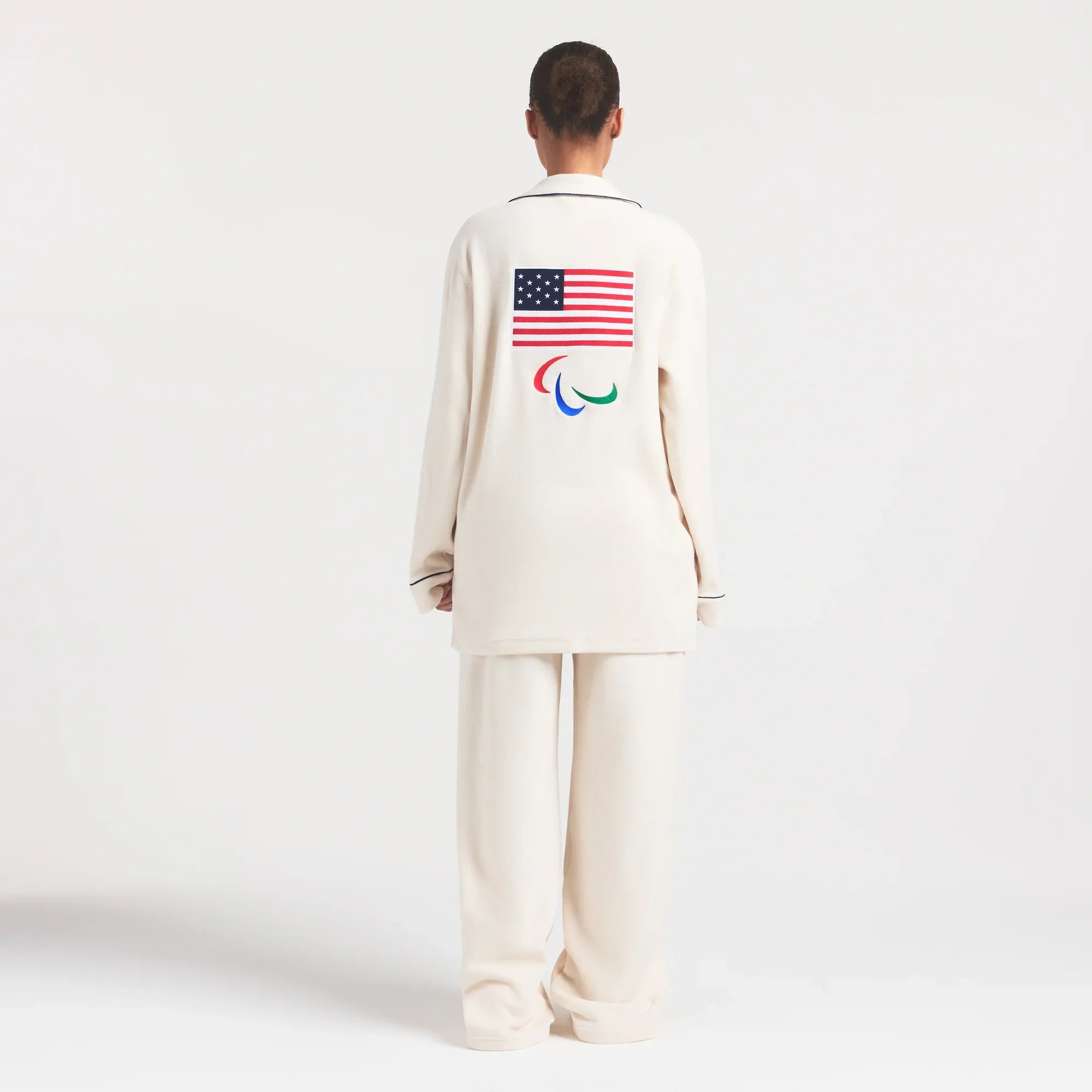 SKIMS FOR TEAM USA FLEECE UNISEX PARALYMPIC OVERBedenD SLEEP TOP | ECRU - Sneaker Türkiye