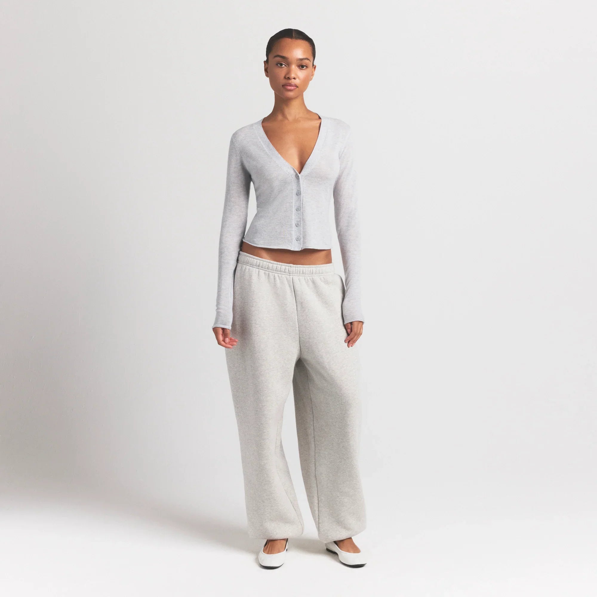SKIMS FEATHERWEIGHT CASHMERE CARDIGAN | LIGHT HEATHER GREY - Sneaker Türkiye
