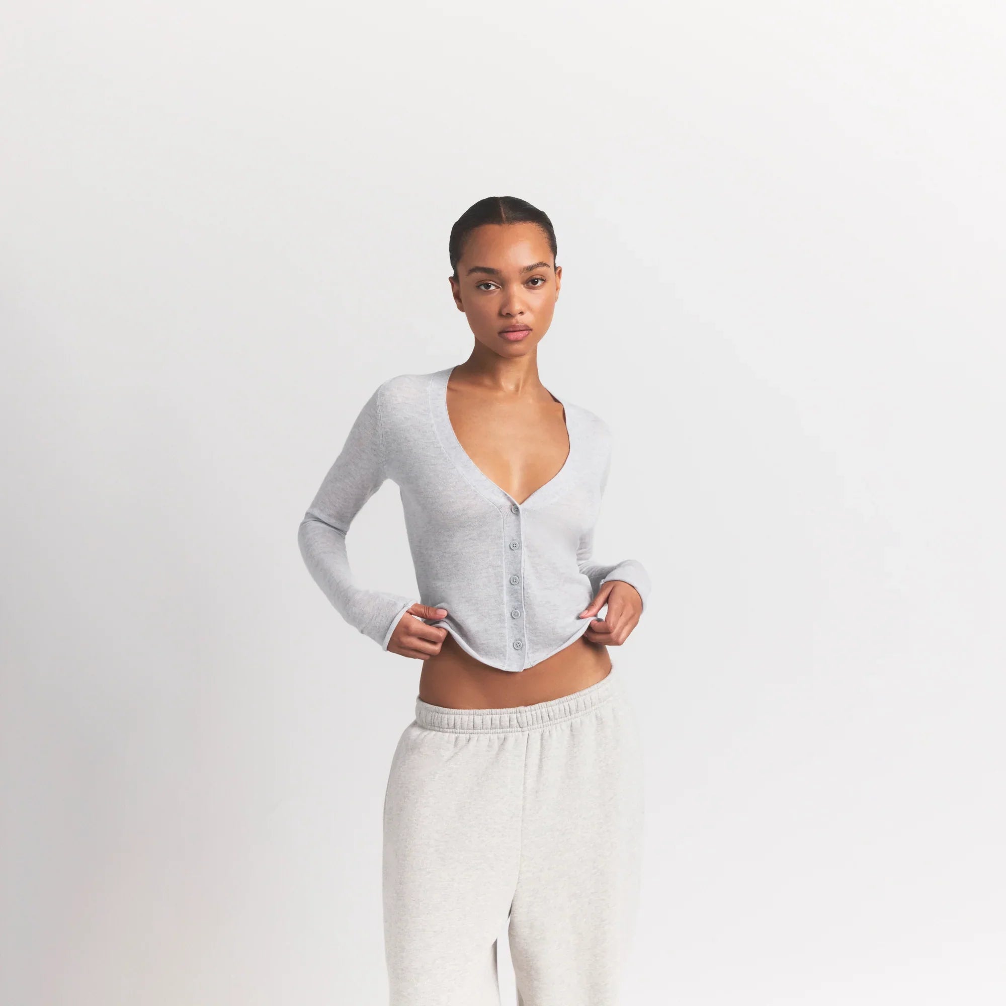 SKIMS FEATHERWEIGHT CASHMERE CARDIGAN | LIGHT HEATHER GREY - Sneaker Türkiye