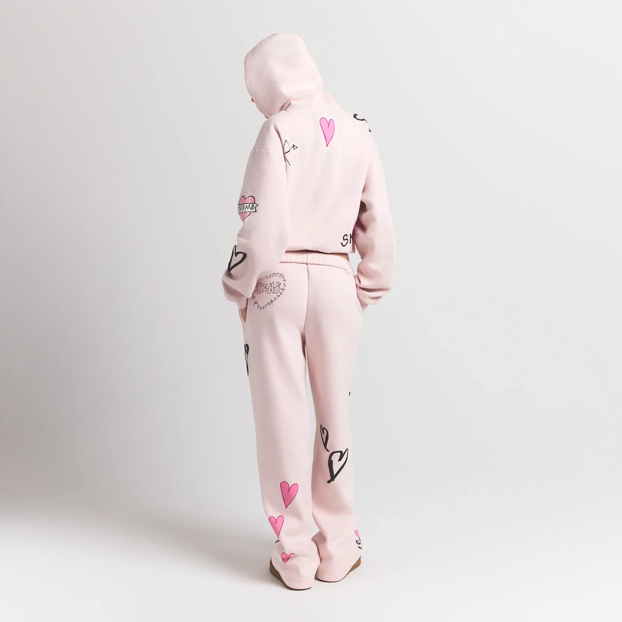 SKIMS COTTON FLEECE CLASSIC HOODIE | BARELY PINK ANGEL SKETCH - Sneaker Türkiye