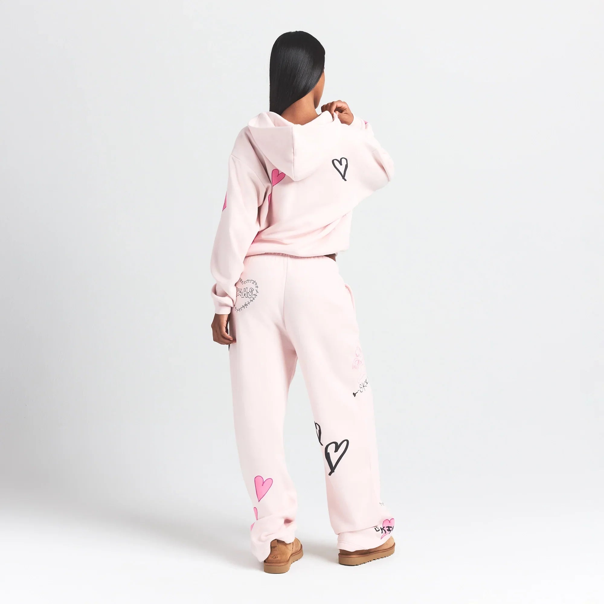 SKIMS COTTON FLEECE CLASSIC ZIP UP HOODIE | BARELY PINK HEART - Sneaker Türkiye