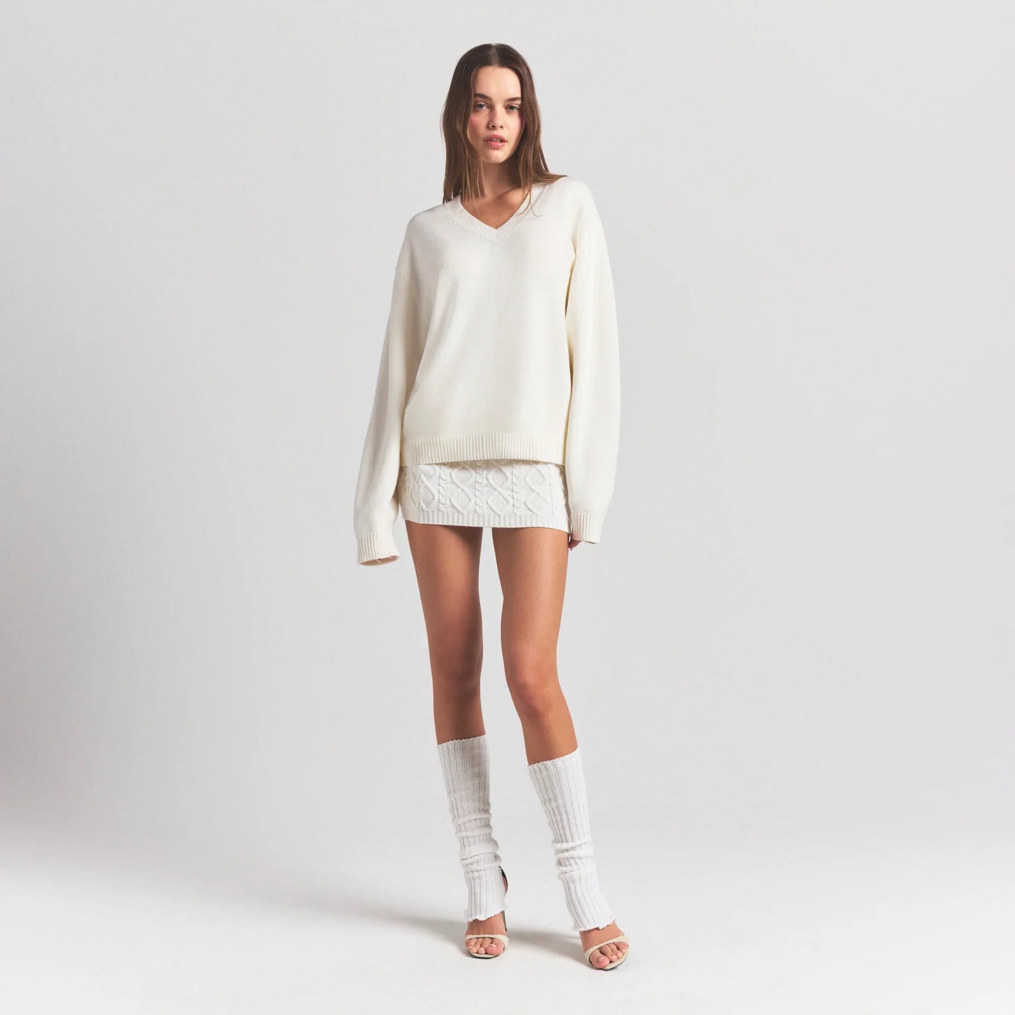 SKIMS SWEATER KNITS PULLOVER V NECK | IVORY - Sneaker Türkiye