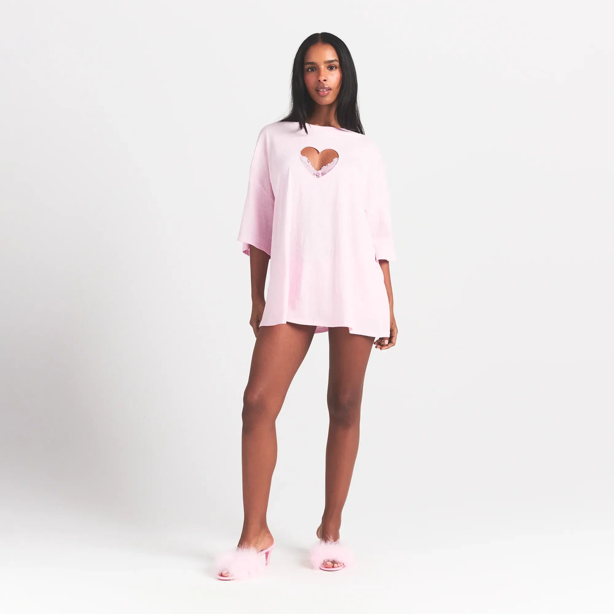 SKIMS WORN IN JERSEY HEART OVERBedenD T-SHIRT | BABY PINK - Sneaker Türkiye