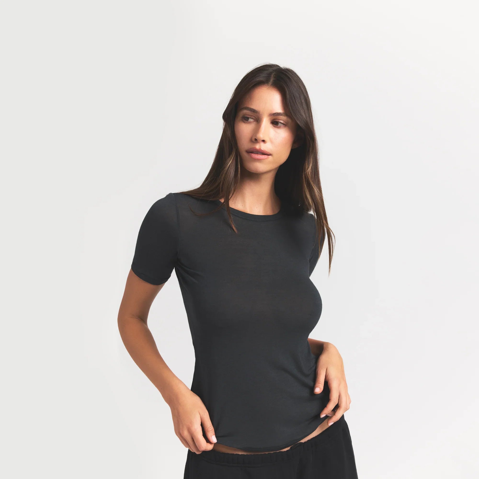 SKIMS SHEER MODAL LONG T-SHIRT | ONYX - Sneaker Türkiye