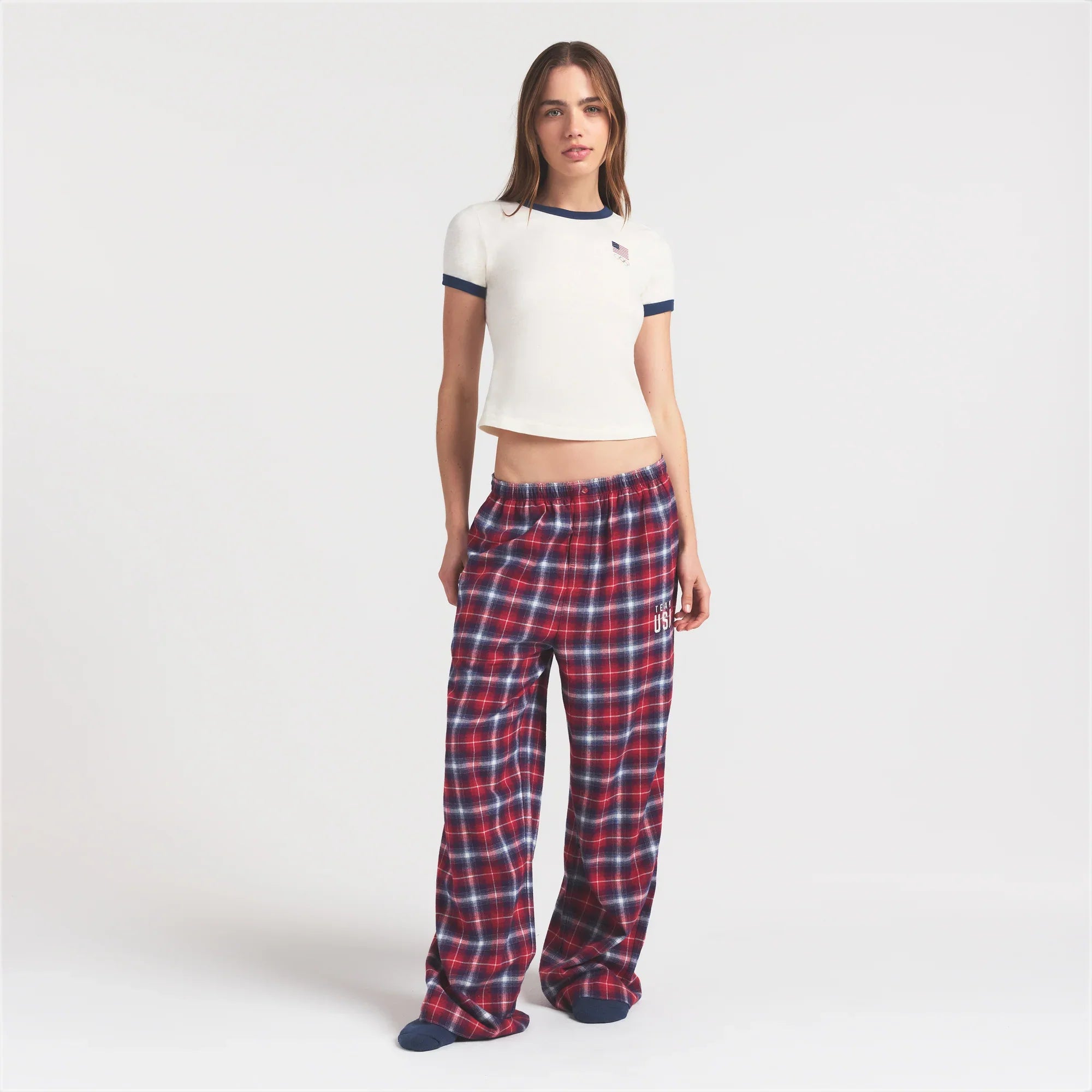 SKIMS FOR TEAM USA WORN IN JERSEY OLYMPIC SHRUNKEN T-SHIRT | ECRU - Sneaker Türkiye
