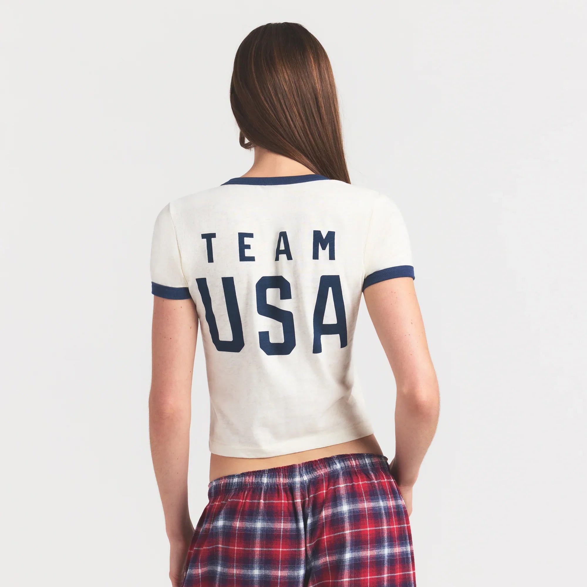 SKIMS FOR TEAM USA WORN IN JERSEY OLYMPIC SHRUNKEN T-SHIRT | ECRU - Sneaker Türkiye