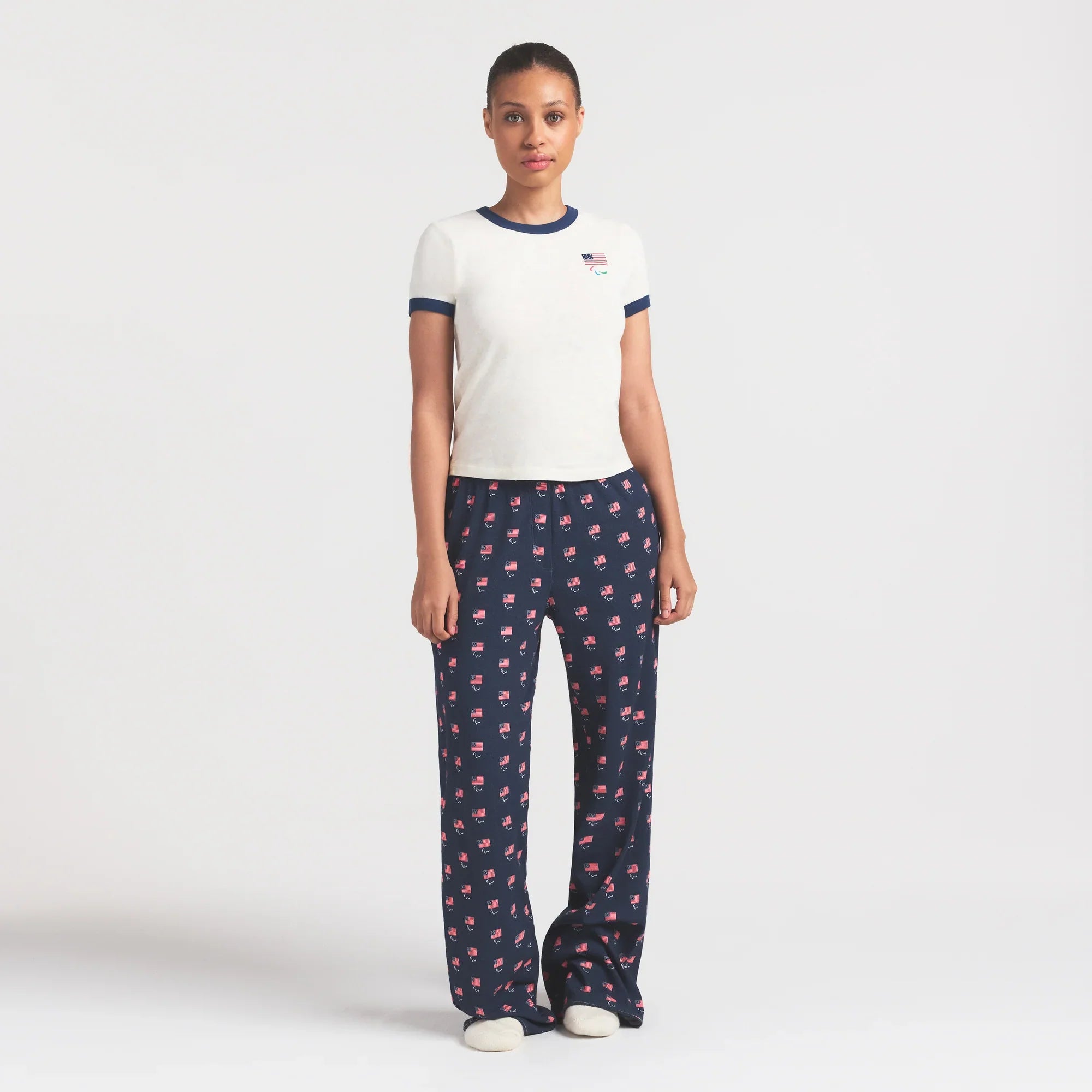 SKIMS FOR TEAM USA WORN IN JERSEY PARALYMPIC SHRUNKEN T-SHIRT | ECRU - Sneaker Türkiye