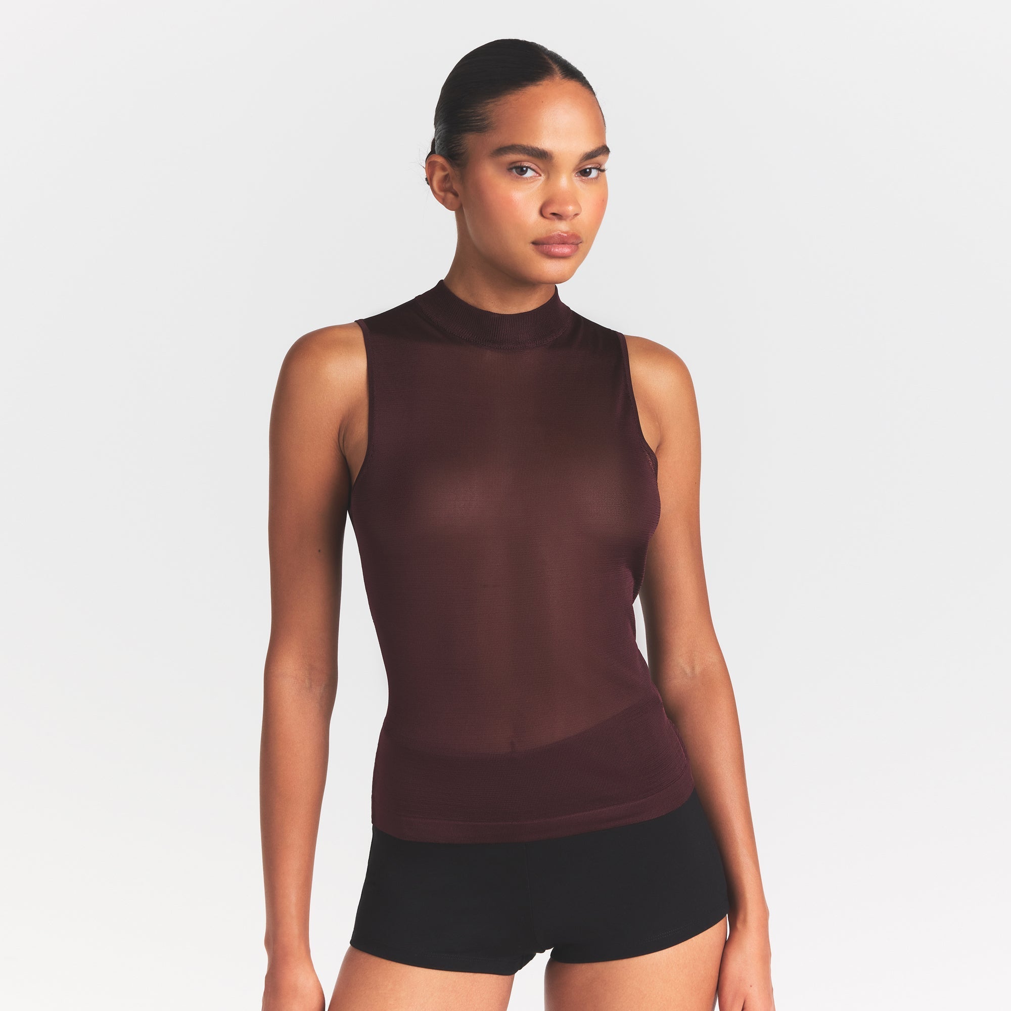 SKIMS SLINKY KNIT MOCK NECK TANK | CURRANT - Sneaker Türkiye