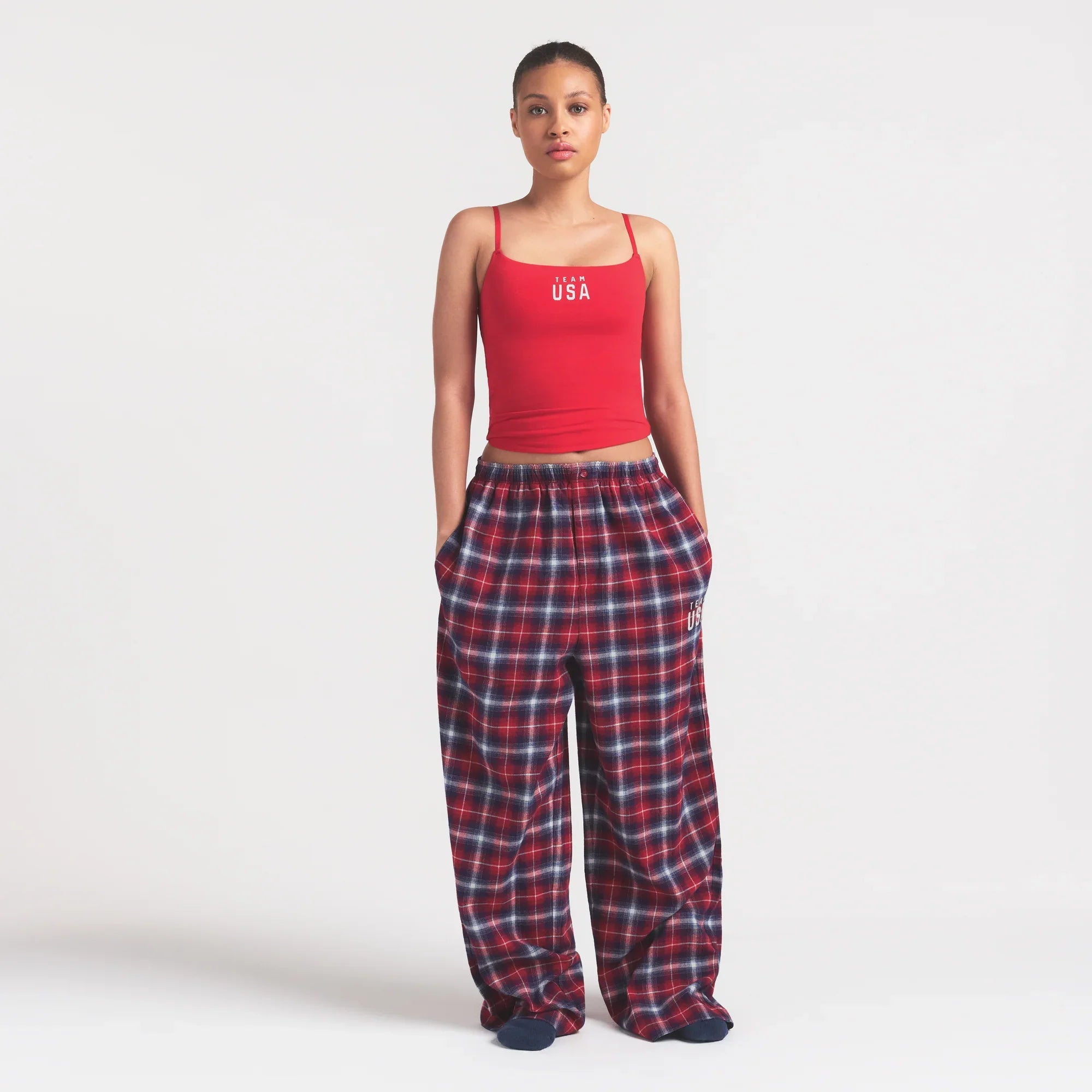 SKIMS FOR TEAM USA COTTON JERSEY PARALYMPIC CAMI | RED - Sneaker Türkiye